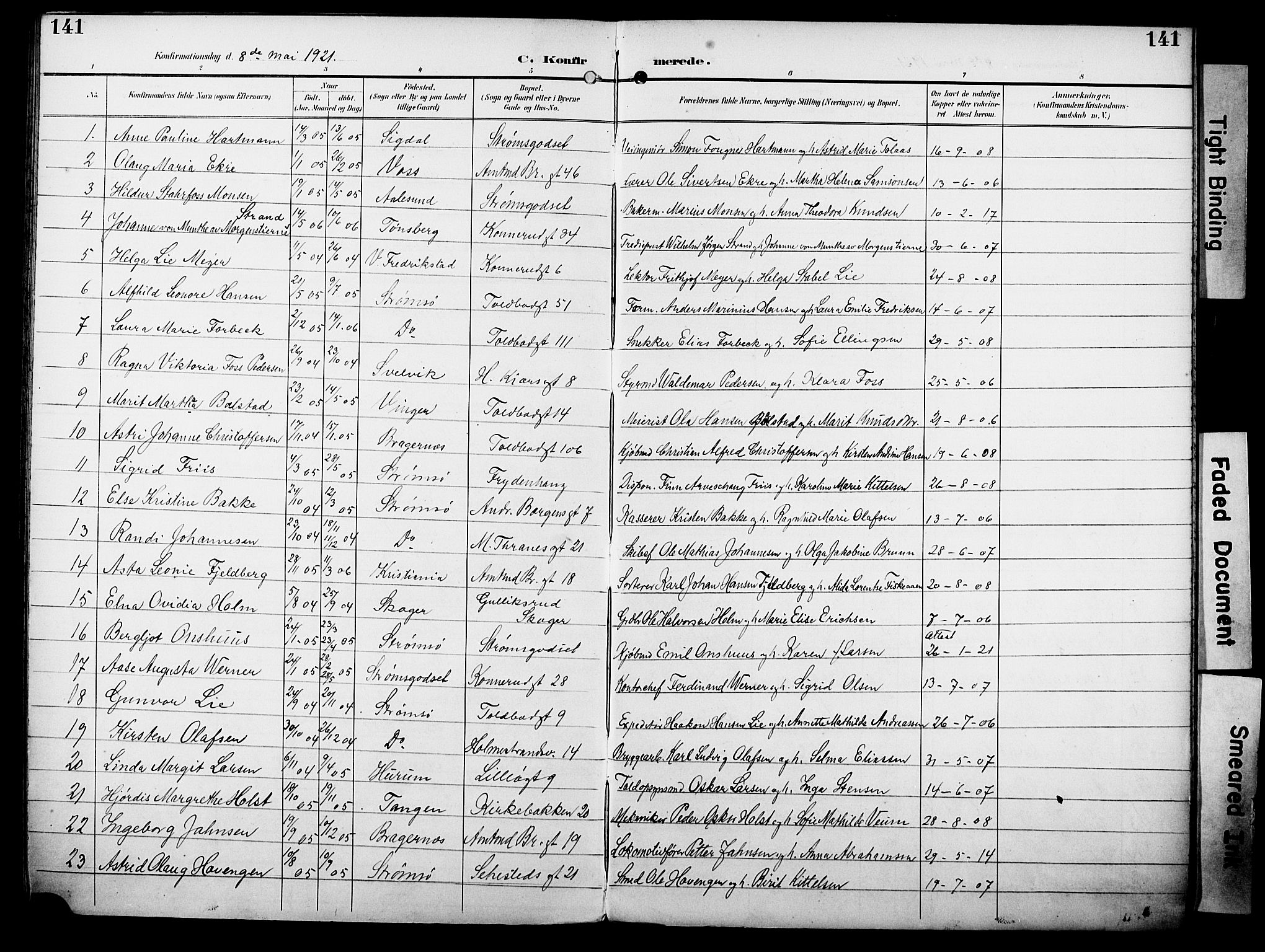 Strømsø kirkebøker, AV/SAKO-A-246/F/Fa/L0025: Parish register (official) no. I 25, 1893-1922, p. 141