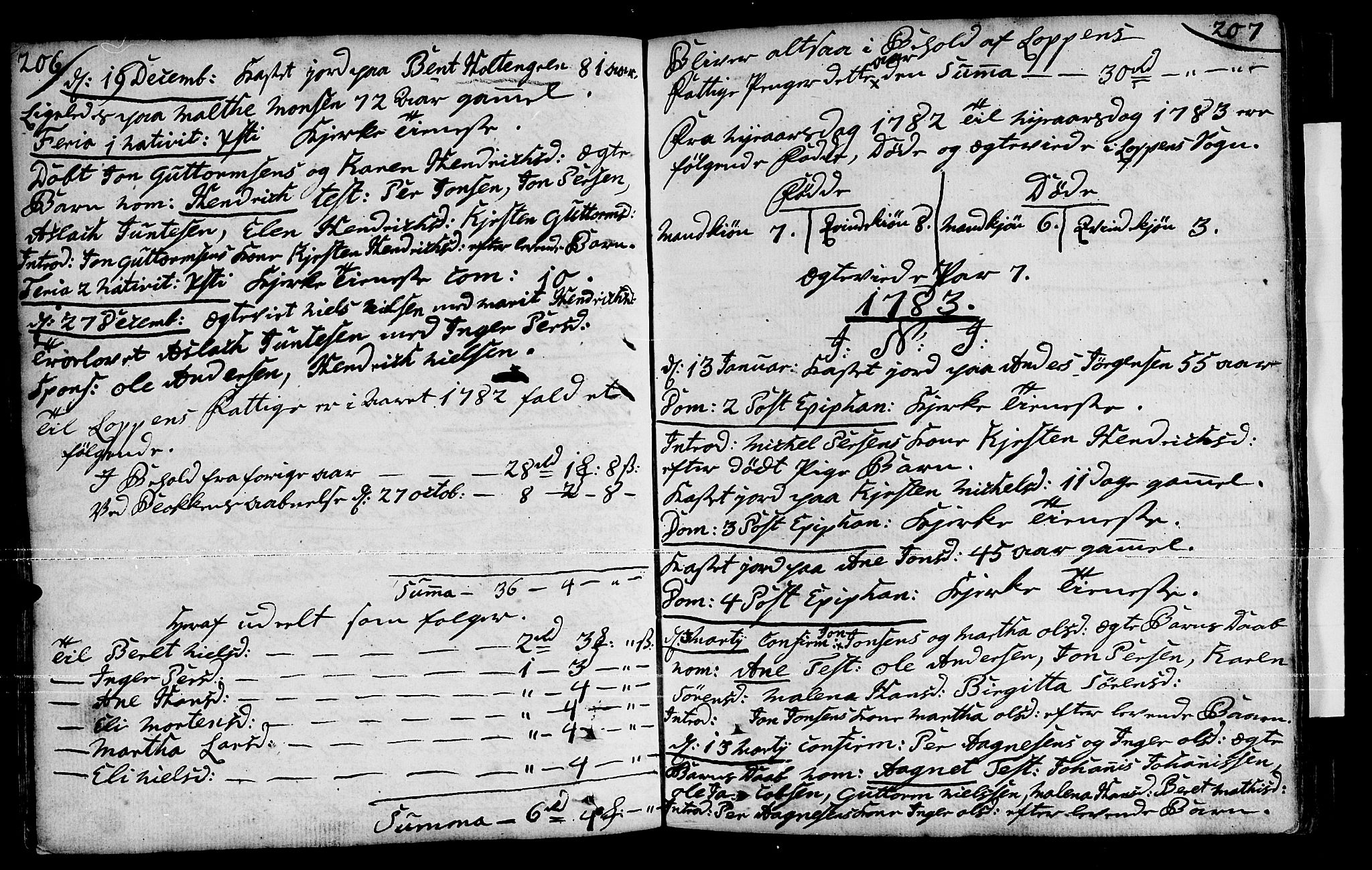 Loppa sokneprestkontor, AV/SATØ-S-1339/H/Ha/L0001kirke: Parish register (official) no. 1 /1, 1753-1784, p. 206-207