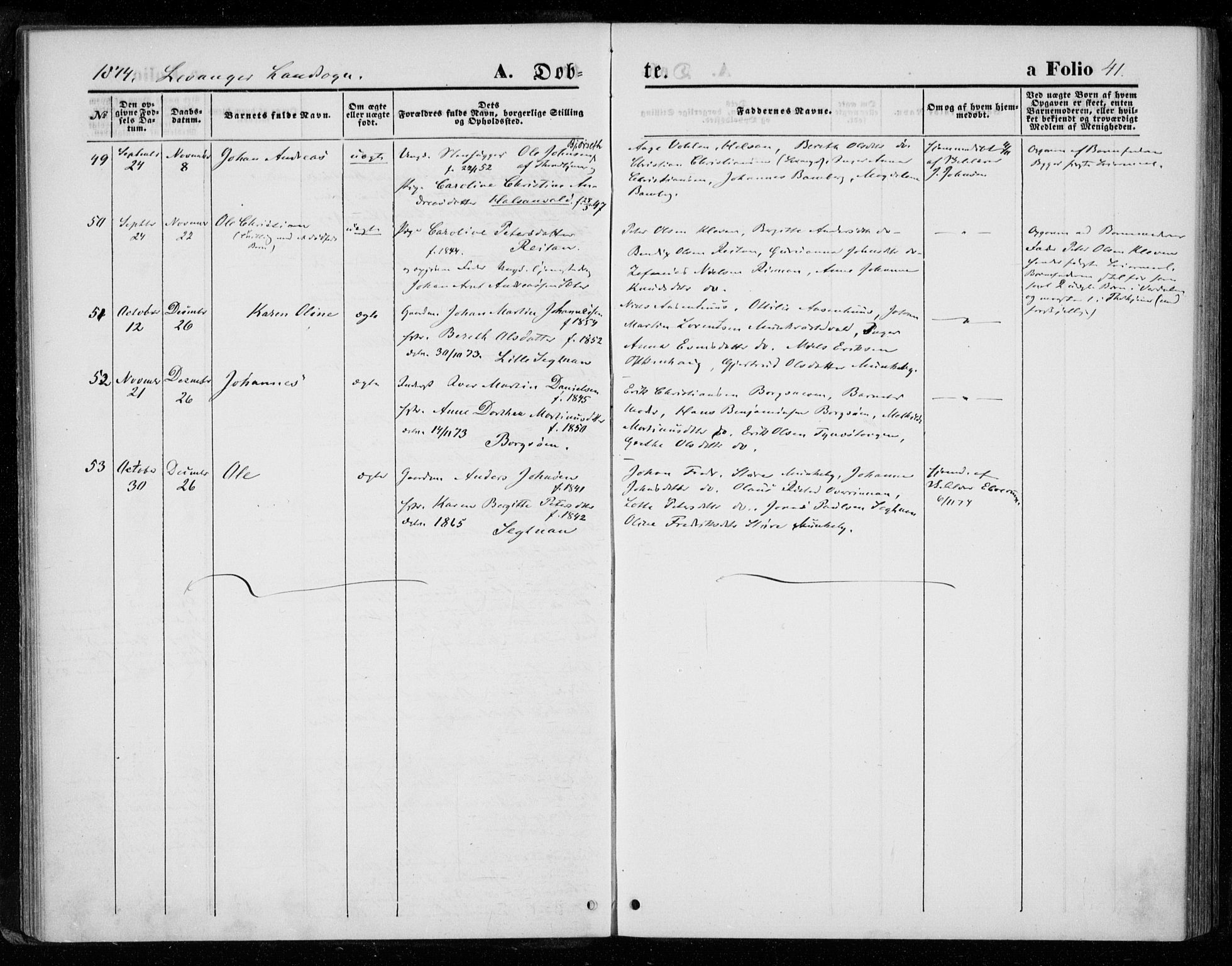 Ministerialprotokoller, klokkerbøker og fødselsregistre - Nord-Trøndelag, SAT/A-1458/720/L0186: Parish register (official) no. 720A03, 1864-1874, p. 41