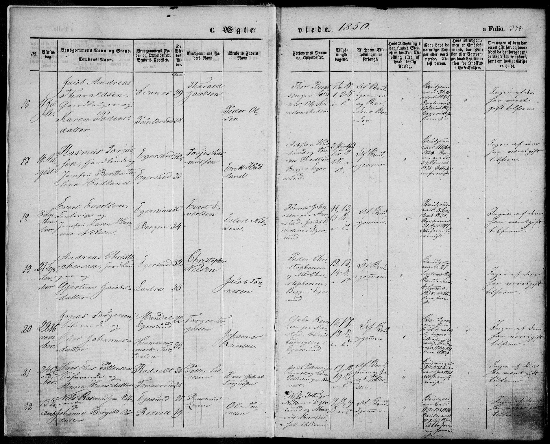 Eigersund sokneprestkontor, SAST/A-101807/S08/L0013: Parish register (official) no. A 12.2, 1850-1865, p. 344