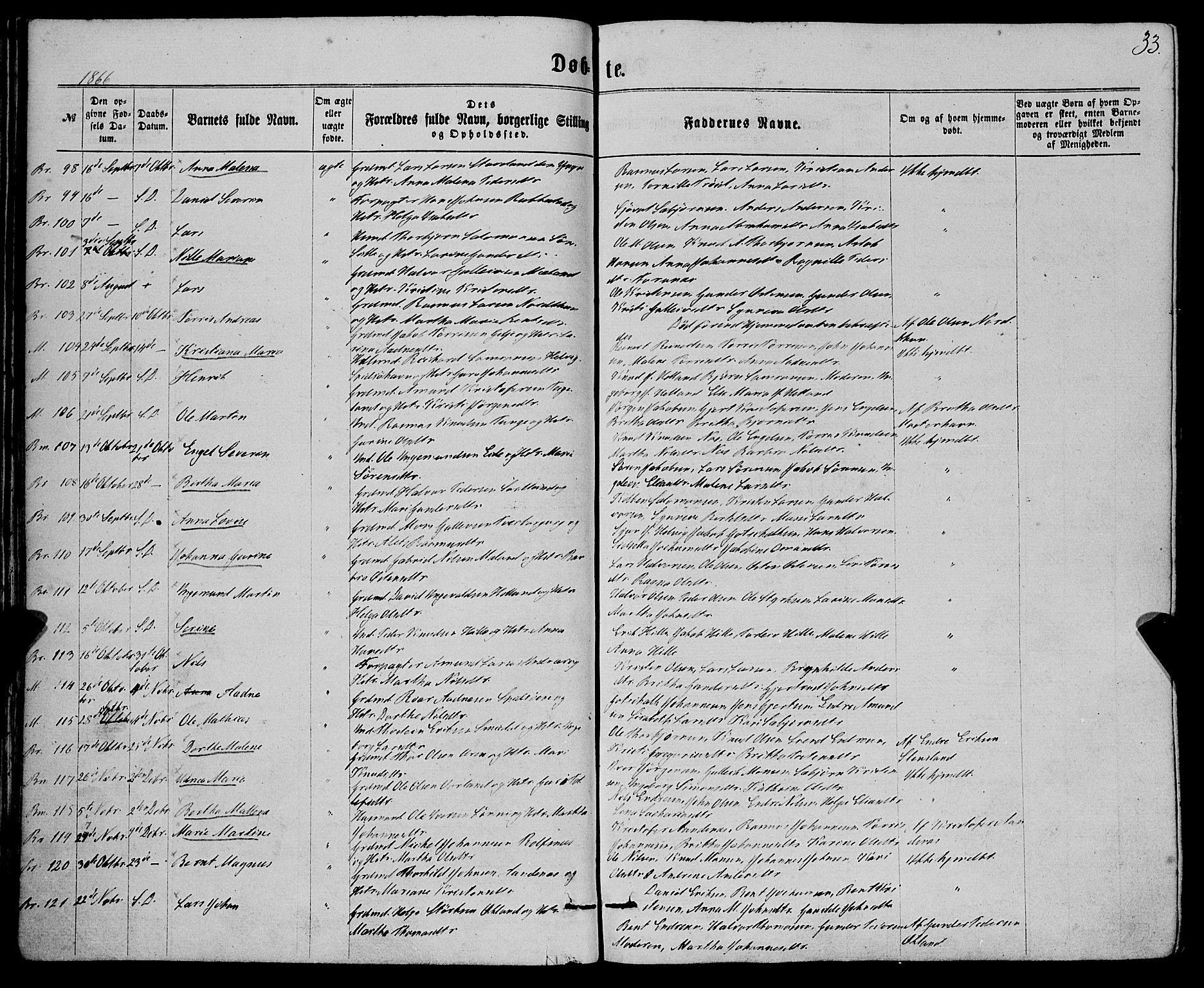 Finnås sokneprestembete, SAB/A-99925/H/Ha/Haa/Haaa/L0008: Parish register (official) no. A 8, 1863-1872, p. 33