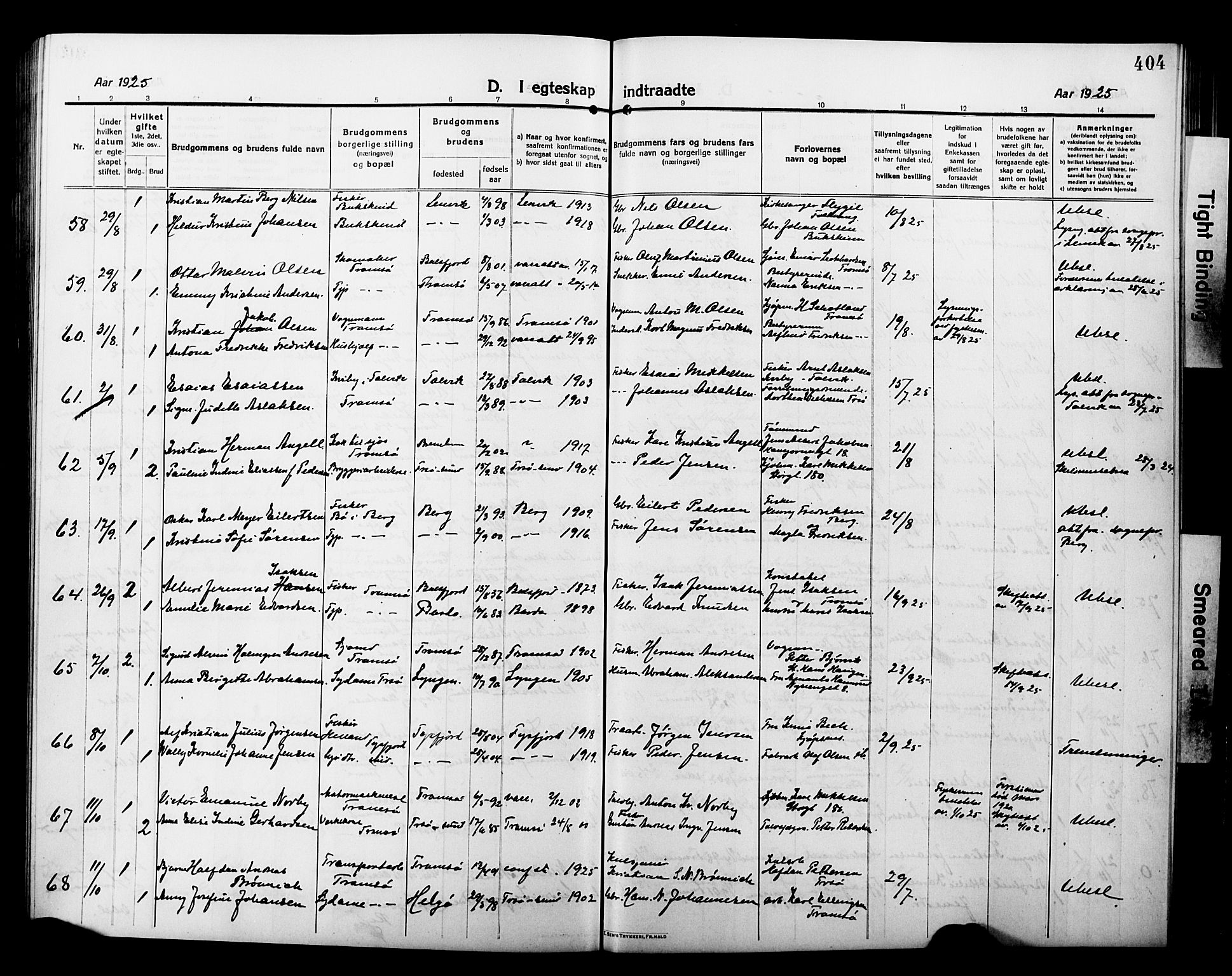 Tromsø sokneprestkontor/stiftsprosti/domprosti, AV/SATØ-S-1343/G/Gb/L0009klokker: Parish register (copy) no. 9, 1915-1925, p. 404