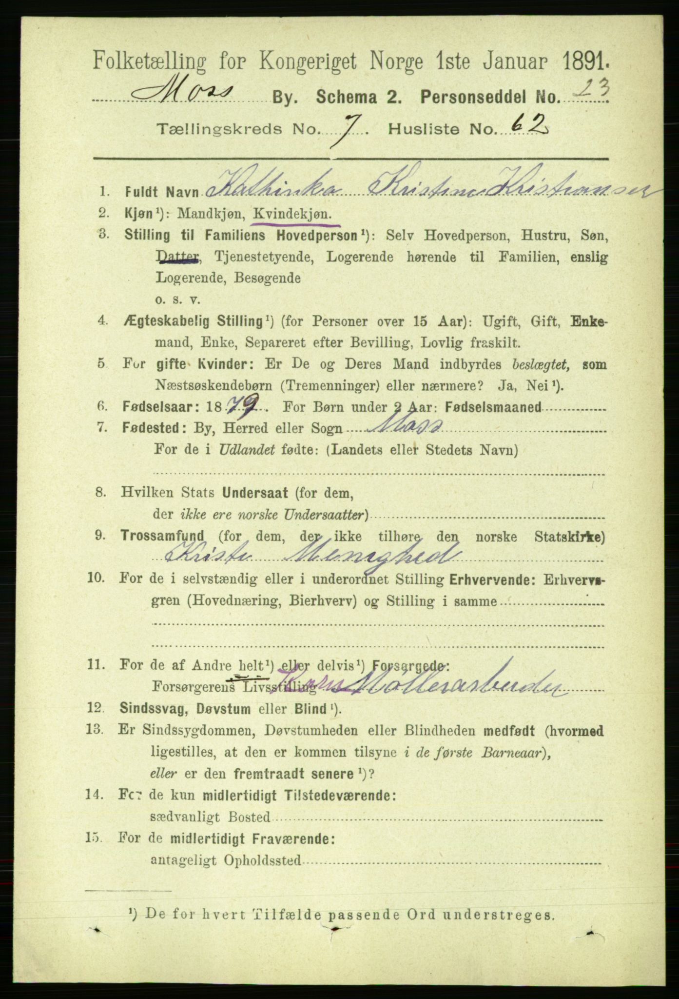 RA, 1891 census for 0104 Moss, 1891, p. 4233