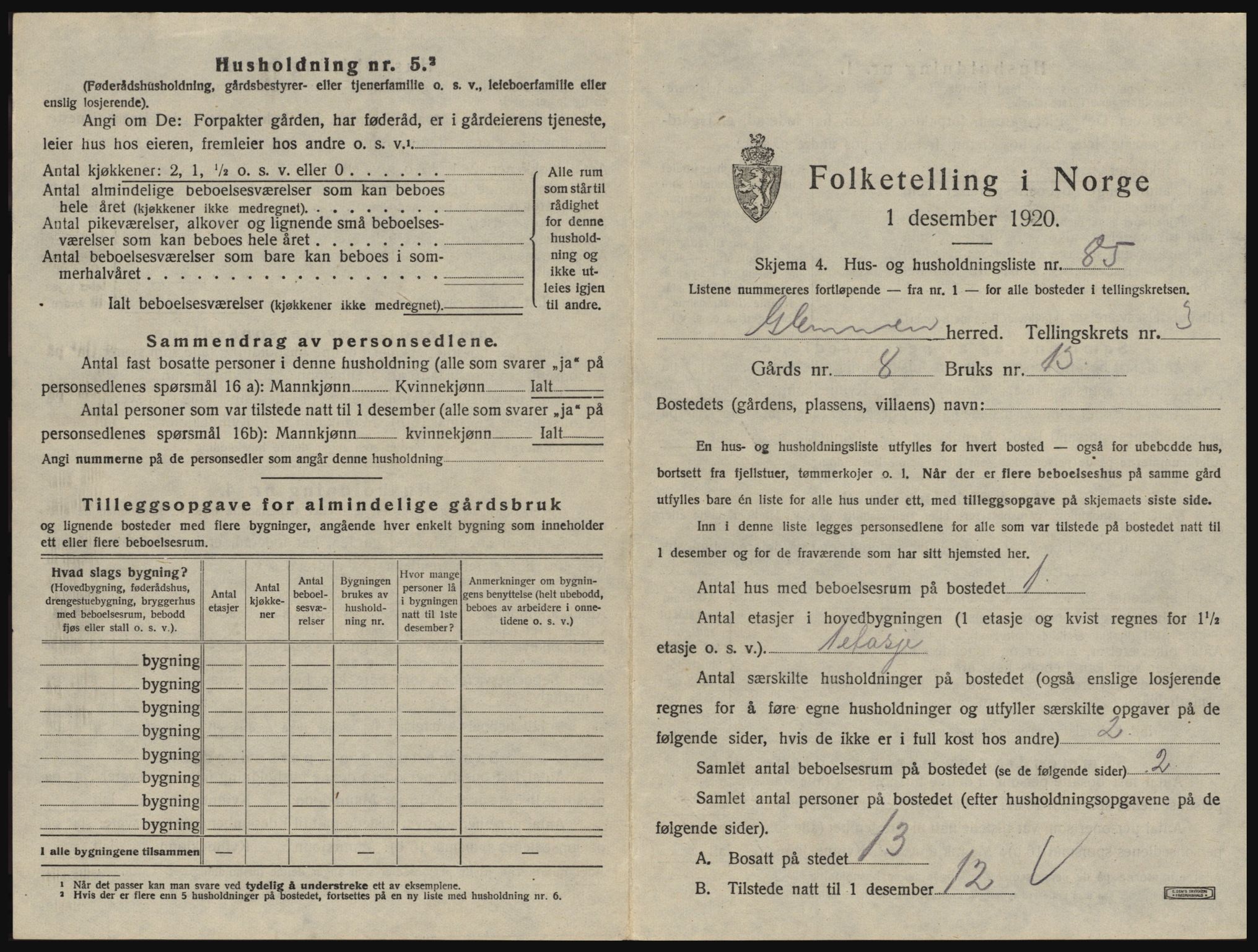 SAO, 1920 census for Glemmen, 1920, p. 621