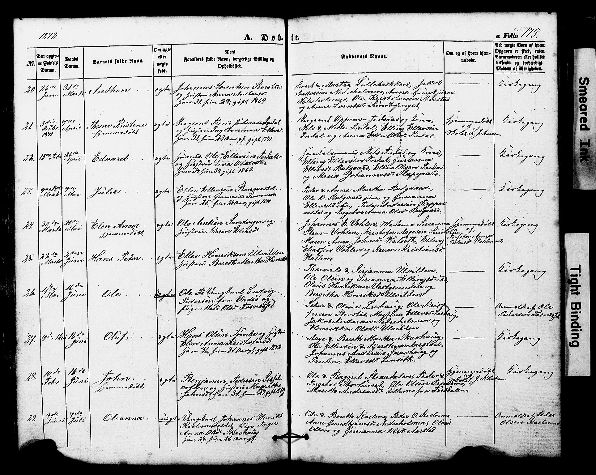 Ministerialprotokoller, klokkerbøker og fødselsregistre - Nord-Trøndelag, SAT/A-1458/724/L0268: Parish register (copy) no. 724C04, 1846-1878, p. 175