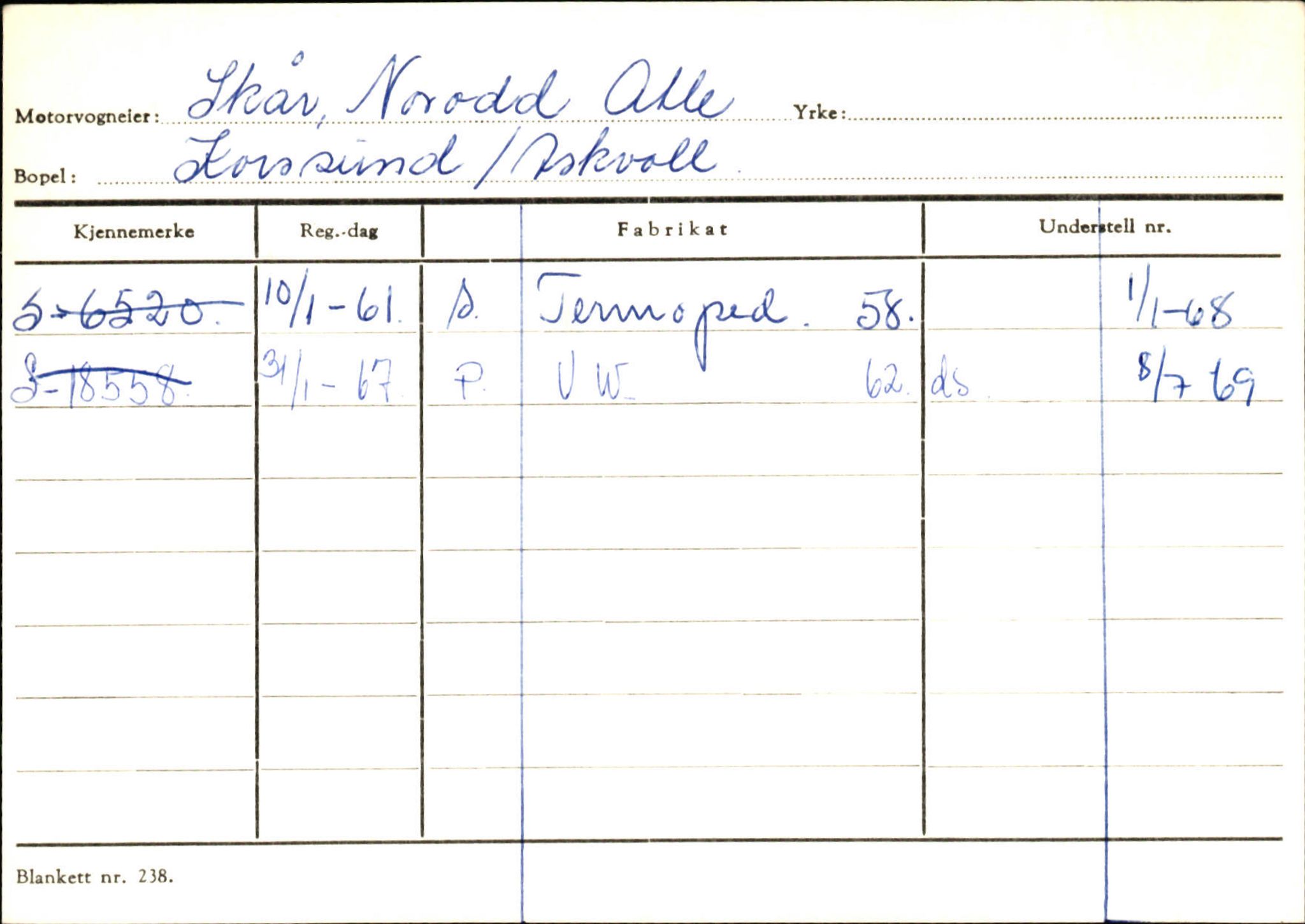 Statens vegvesen, Sogn og Fjordane vegkontor, AV/SAB-A-5301/4/F/L0132: Eigarregister Askvoll A-Å. Balestrand A-Å, 1945-1975, p. 1129