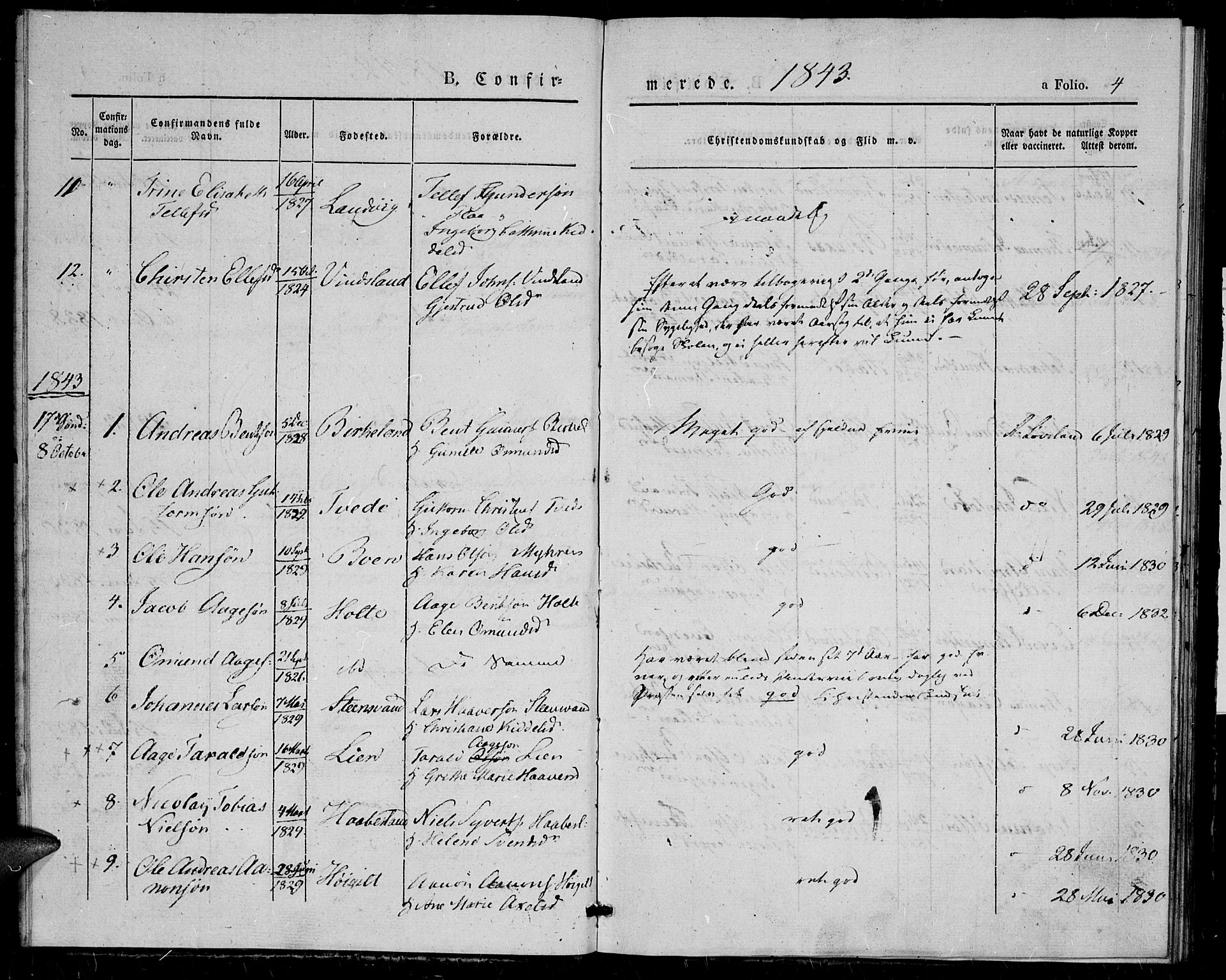 Birkenes sokneprestkontor, AV/SAK-1111-0004/F/Fa/L0002: Parish register (official) no. A 2, 1839-1849, p. 4