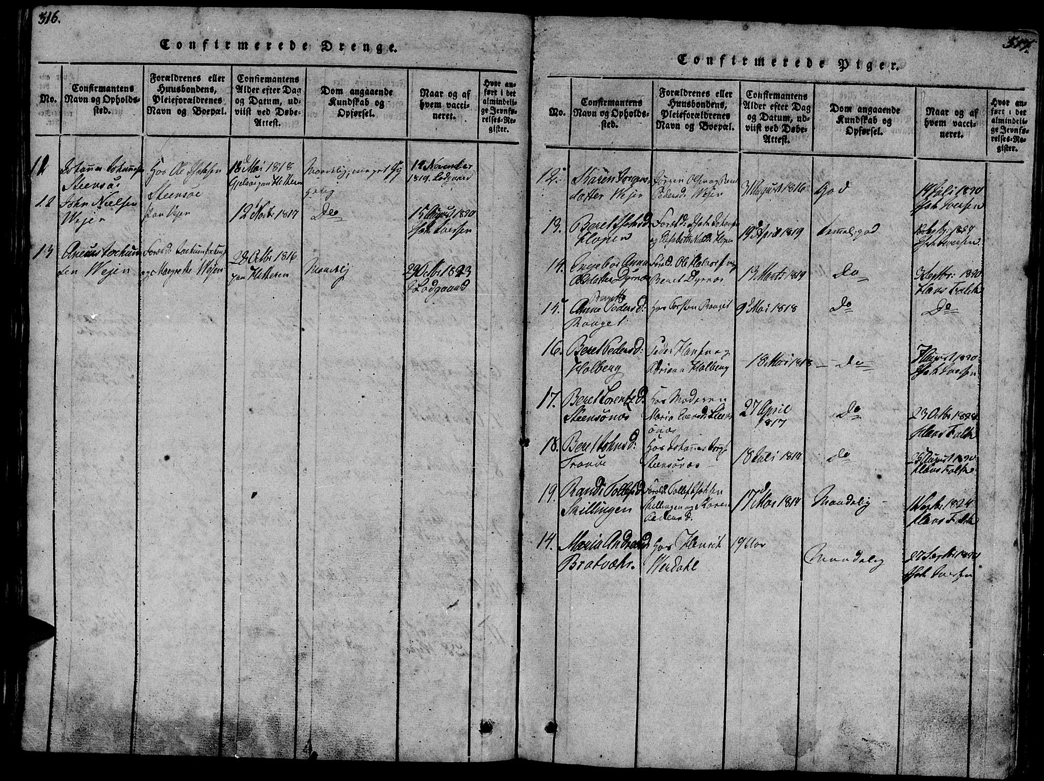 Ministerialprotokoller, klokkerbøker og fødselsregistre - Møre og Romsdal, AV/SAT-A-1454/581/L0933: Parish register (official) no. 581A03 /1, 1819-1836, p. 516-517