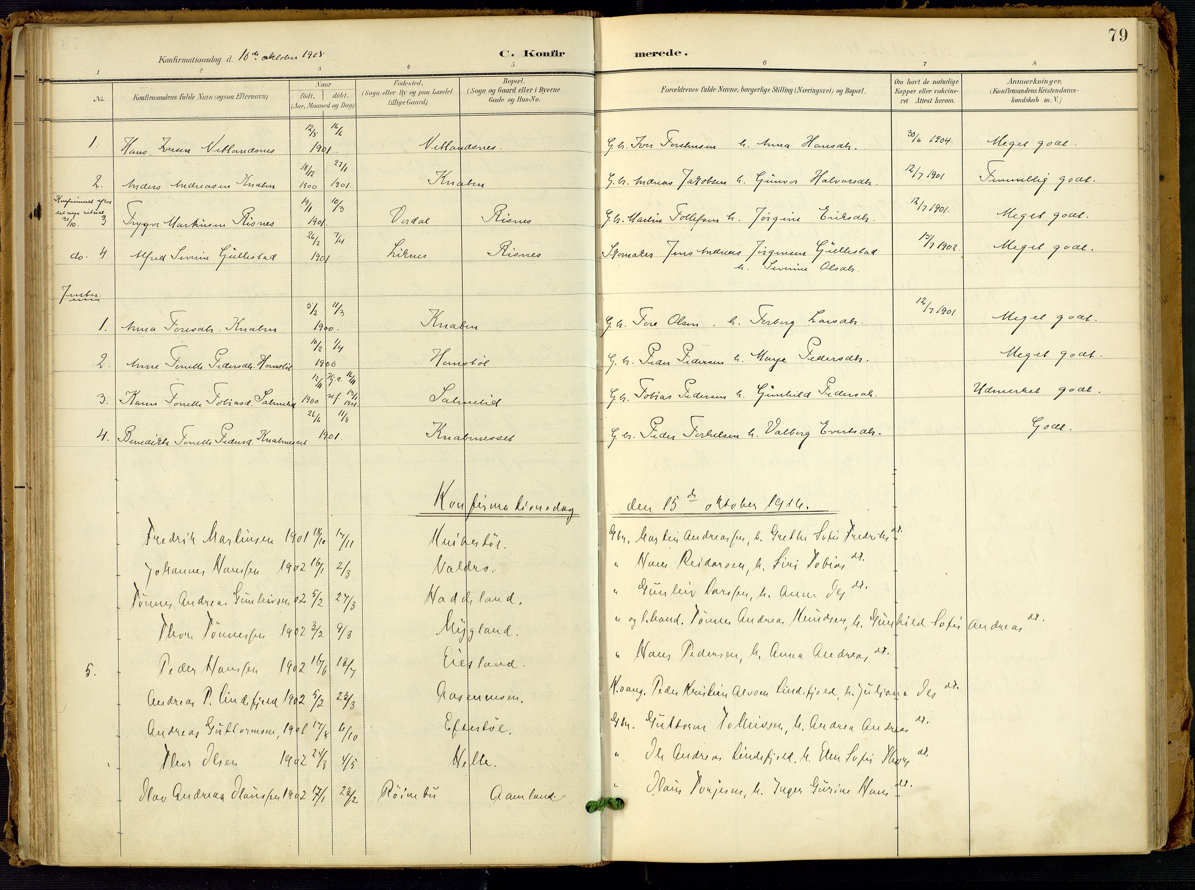 Fjotland sokneprestkontor, AV/SAK-1111-0010/F/Fa/L0003: Parish register (official) no. A 3, 1899-1917, p. 79