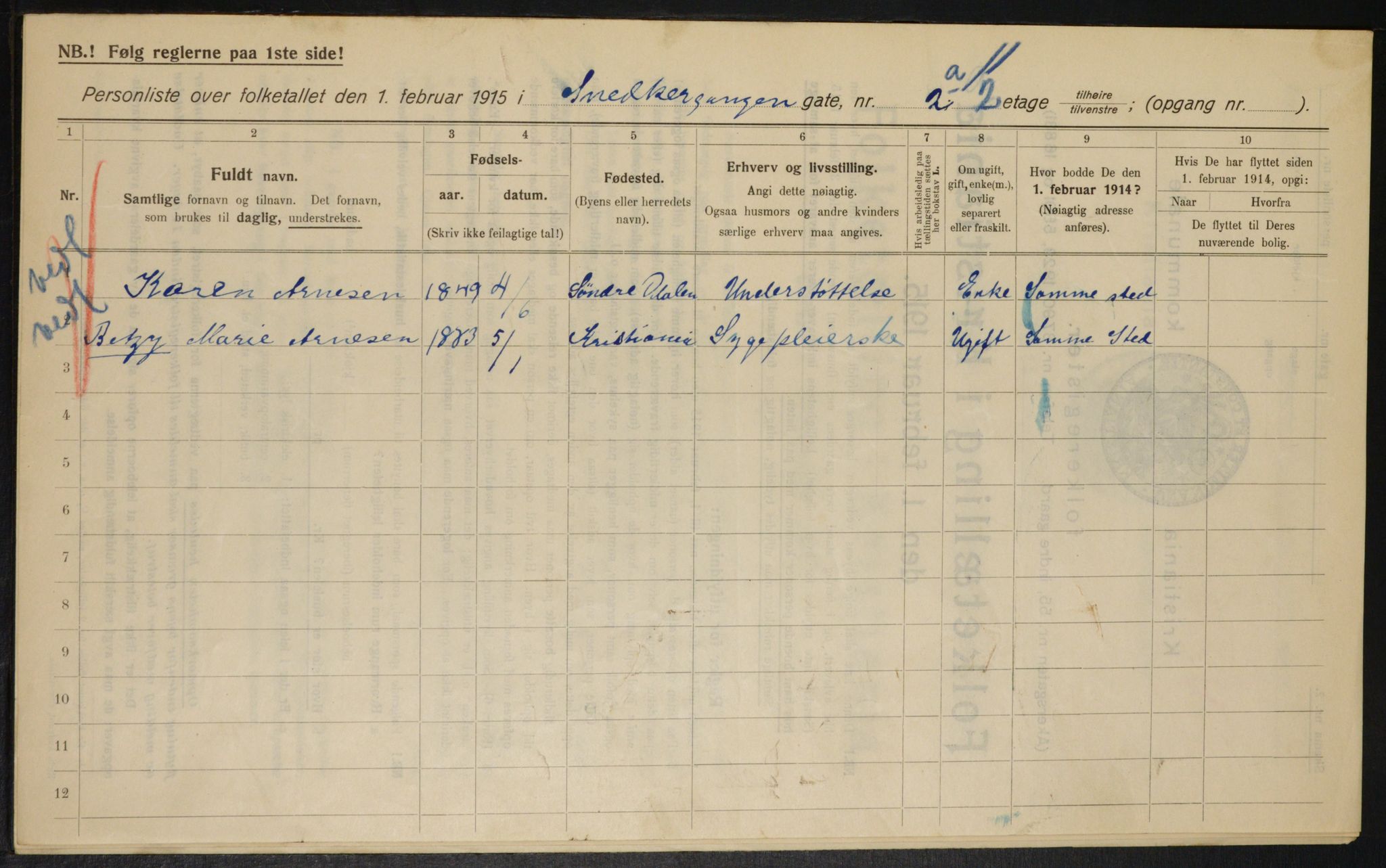 OBA, Municipal Census 1915 for Kristiania, 1915, p. 97834