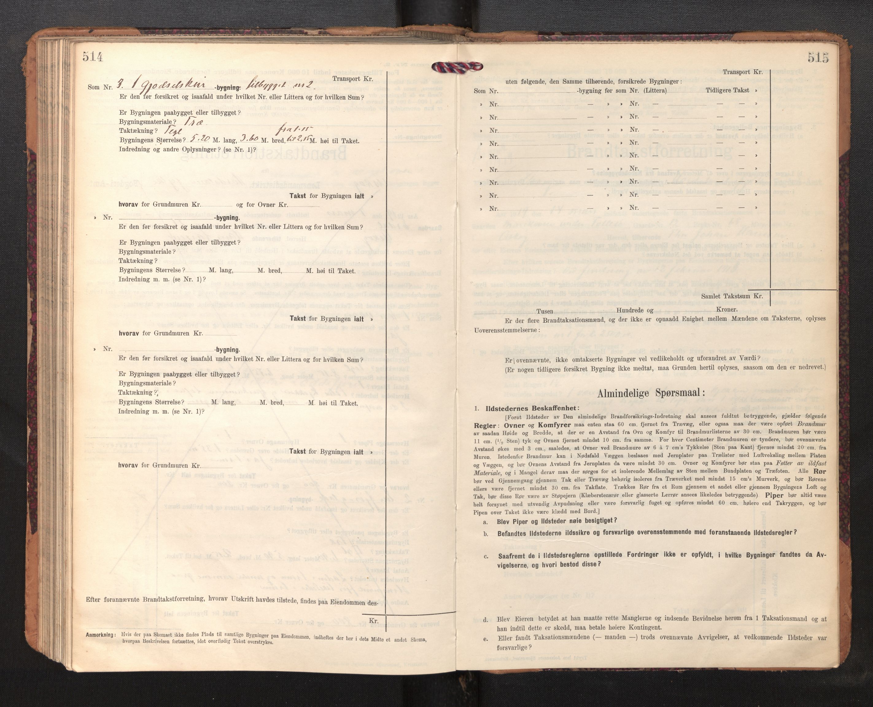 Lensmannen i Askøy, AV/SAB-A-31001/0012/L0007: Branntakstprotokoll, skjematakst, 1910-1919, p. 514-515