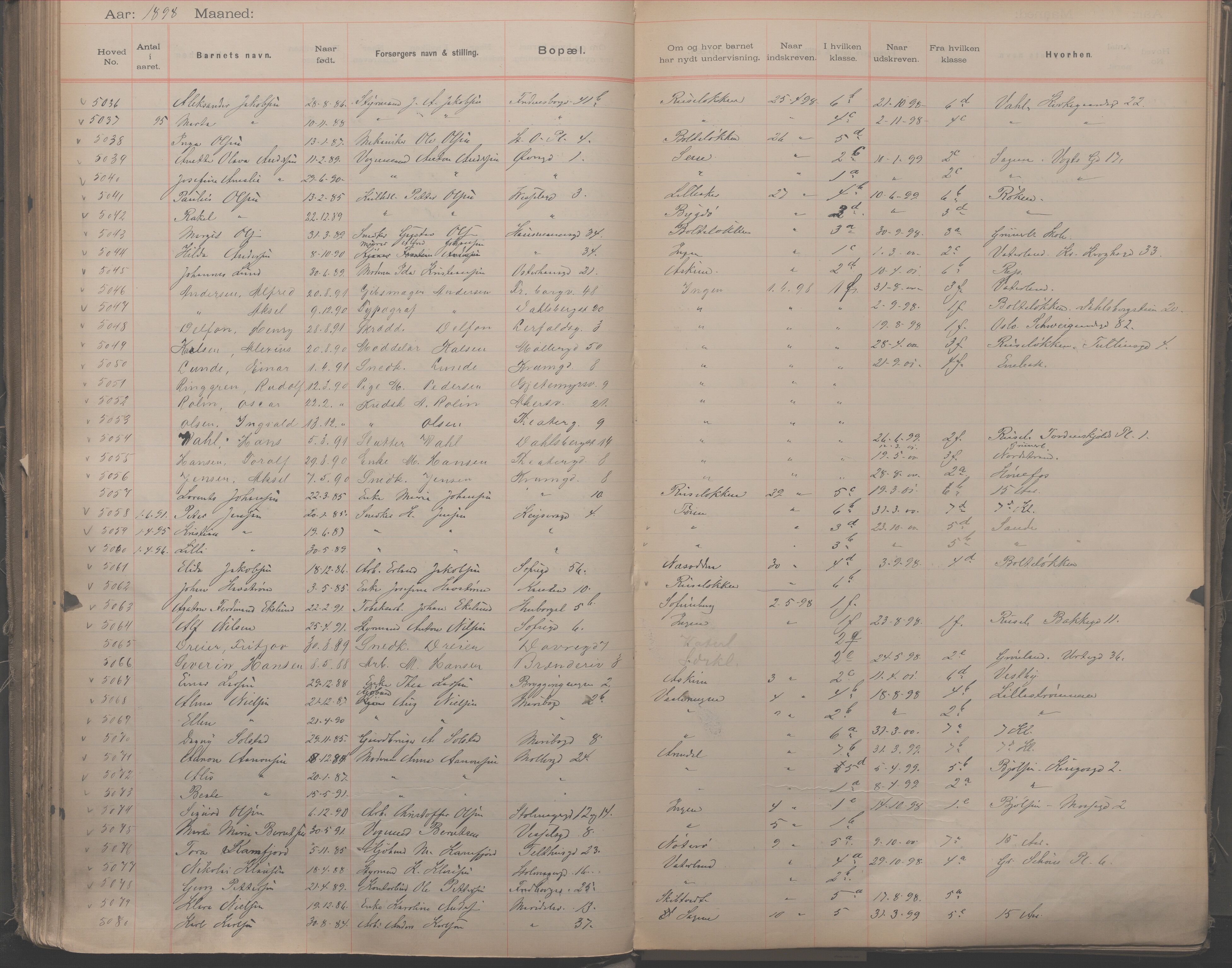 Møllergata skole, OBA/A-20129/F/Fa/L0001: Ut-/innskrivningsprotokoll, 1889-1907, p. 117