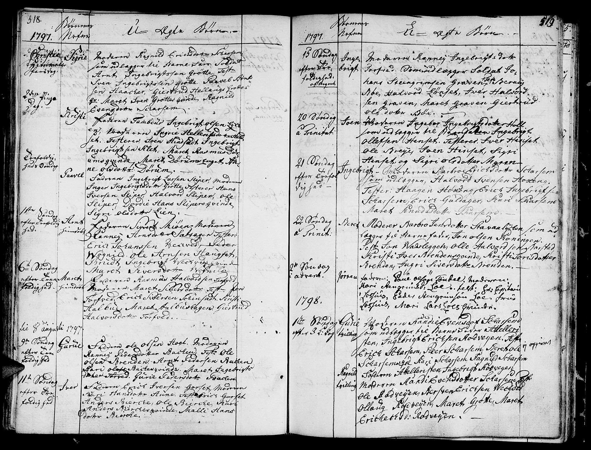 Ministerialprotokoller, klokkerbøker og fødselsregistre - Sør-Trøndelag, SAT/A-1456/678/L0893: Parish register (official) no. 678A03, 1792-1805, p. 518-519