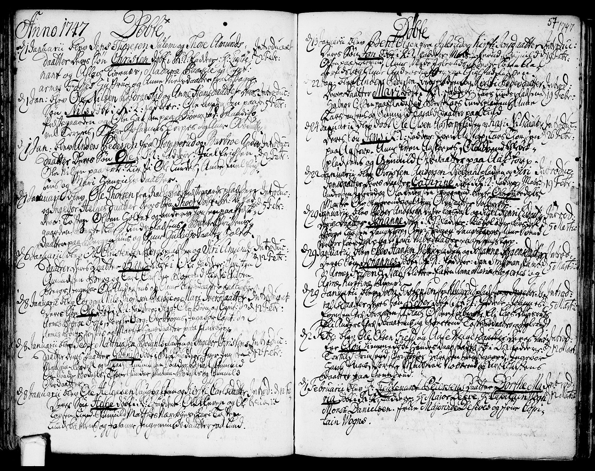 Rakkestad prestekontor Kirkebøker, SAO/A-2008/F/Fa/L0002: Parish register (official) no. I 2, 1741-1751, p. 57