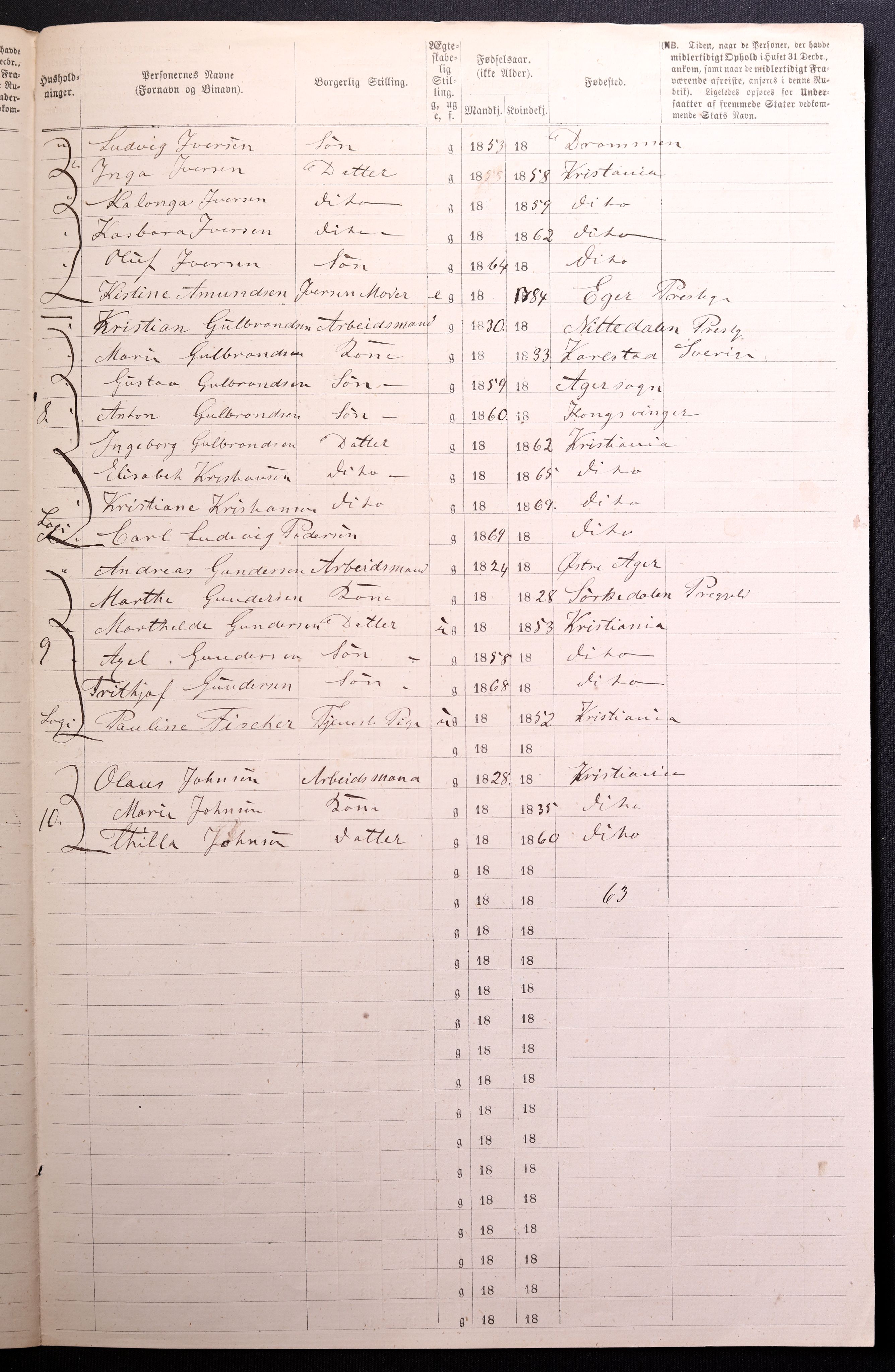 RA, 1870 census for 0301 Kristiania, 1870, p. 4316