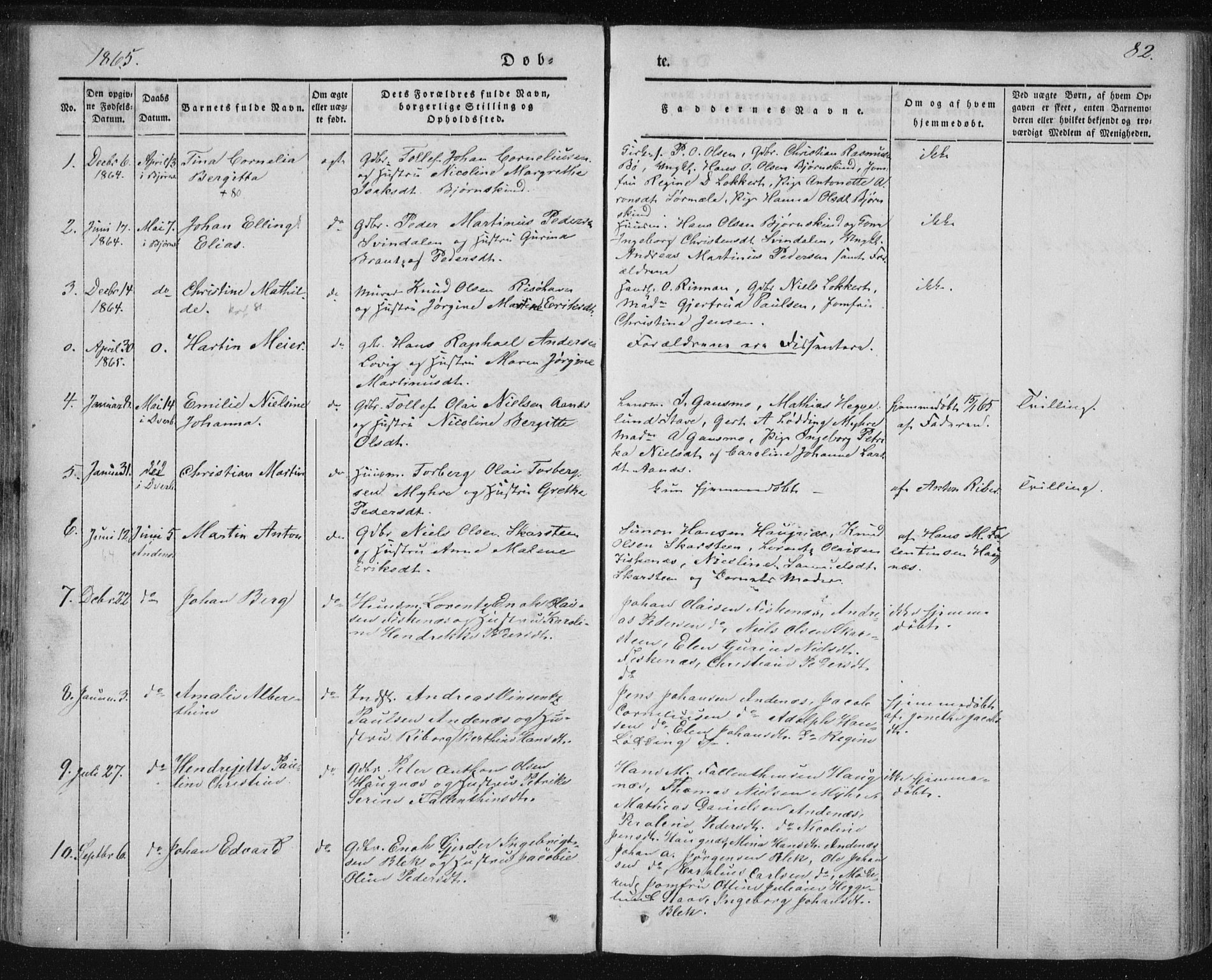 Ministerialprotokoller, klokkerbøker og fødselsregistre - Nordland, SAT/A-1459/897/L1396: Parish register (official) no. 897A04, 1842-1866, p. 82