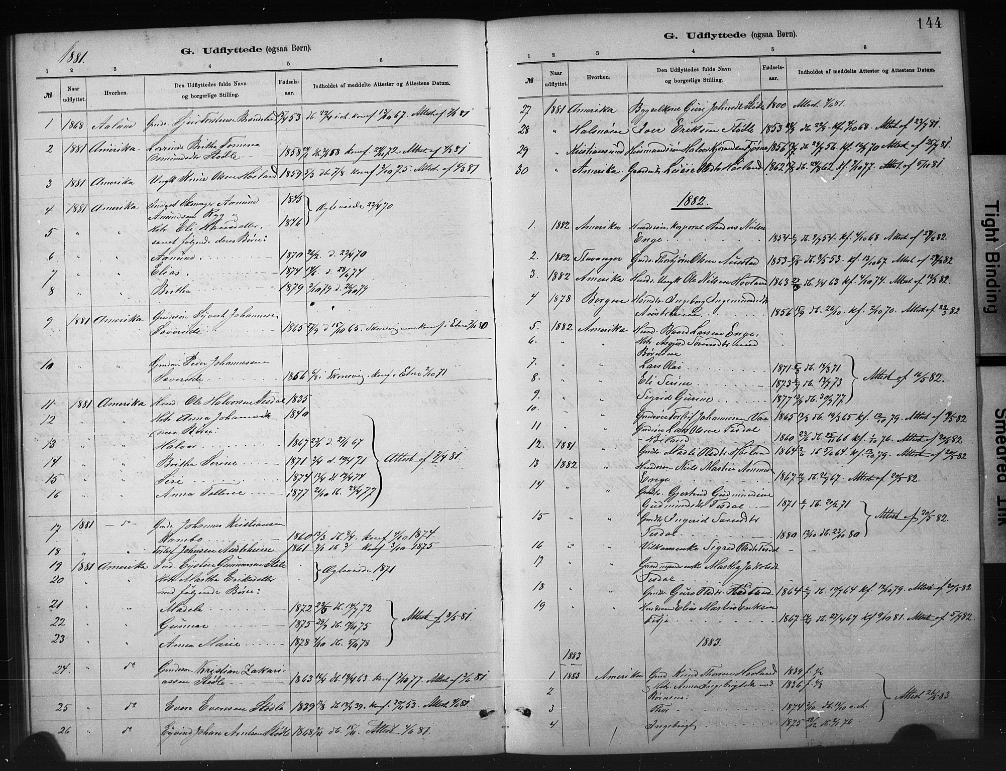 Etne sokneprestembete, SAB/A-75001/H/Hab: Parish register (copy) no. A 5, 1879-1896, p. 144
