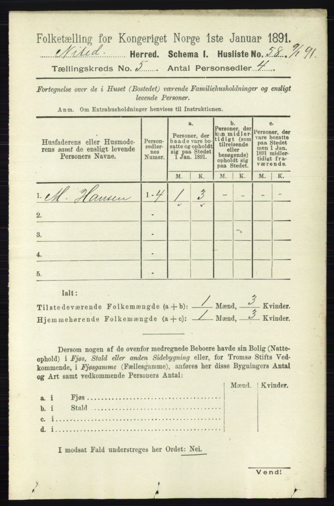 RA, 1891 census for 0233 Nittedal, 1891, p. 2174