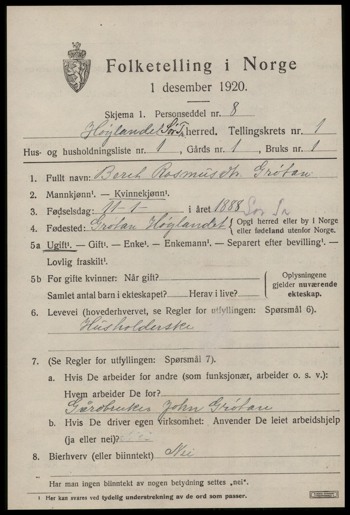 SAT, 1920 census for Hølonda, 1920, p. 417