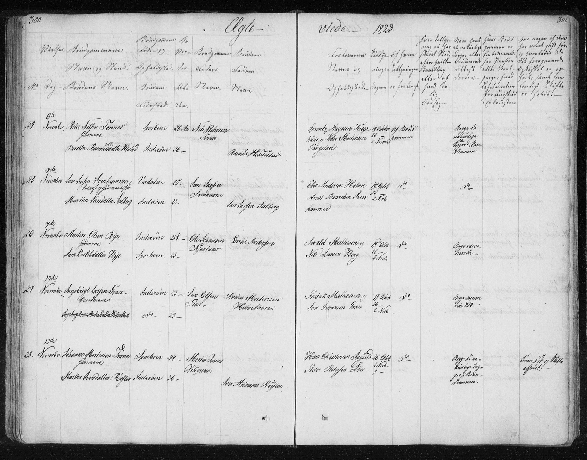 Ministerialprotokoller, klokkerbøker og fødselsregistre - Nord-Trøndelag, AV/SAT-A-1458/730/L0276: Parish register (official) no. 730A05, 1822-1830, p. 300-301