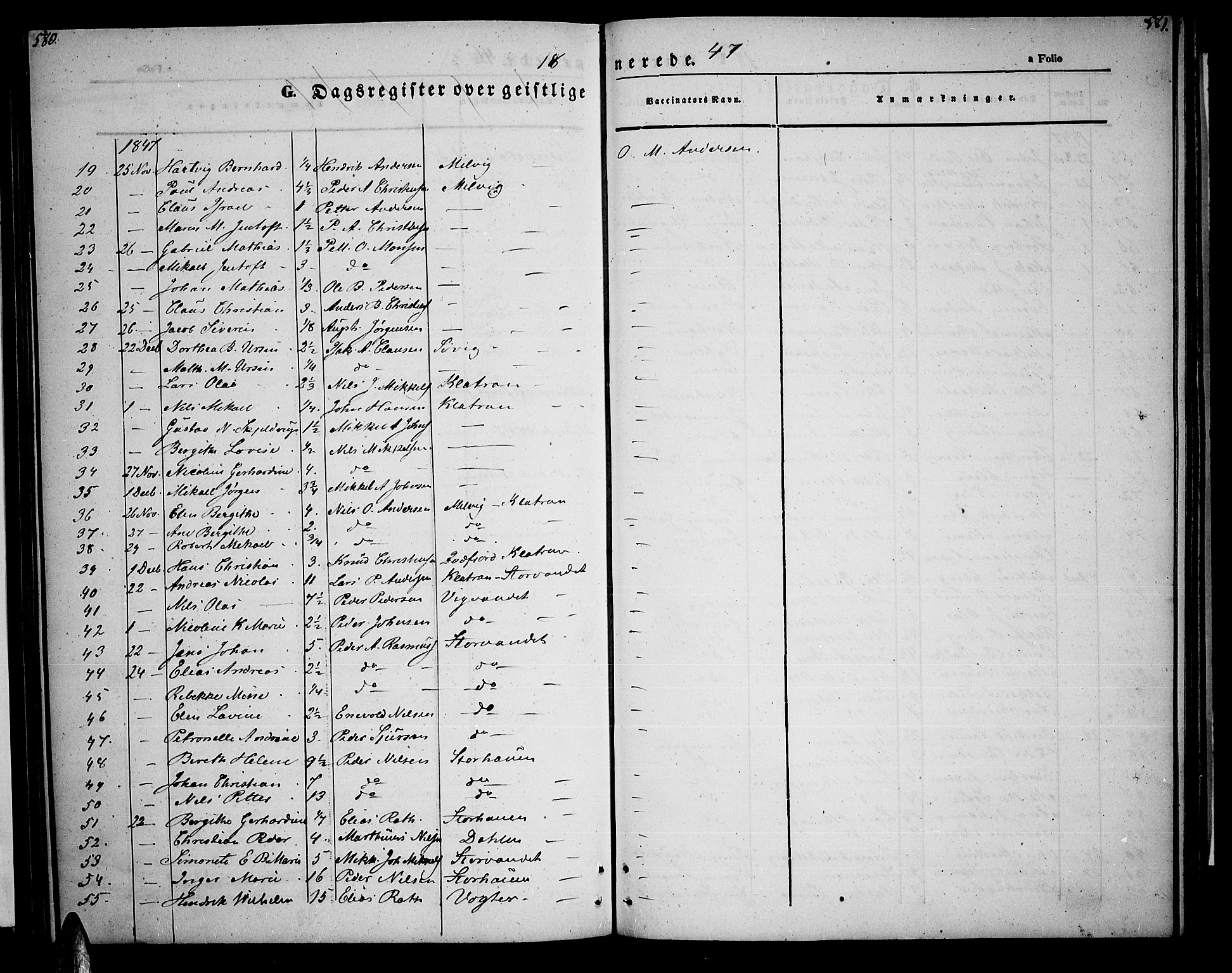 Trondenes sokneprestkontor, SATØ/S-1319/H/Hb/L0006klokker: Parish register (copy) no. 6, 1845-1855, p. 580-581
