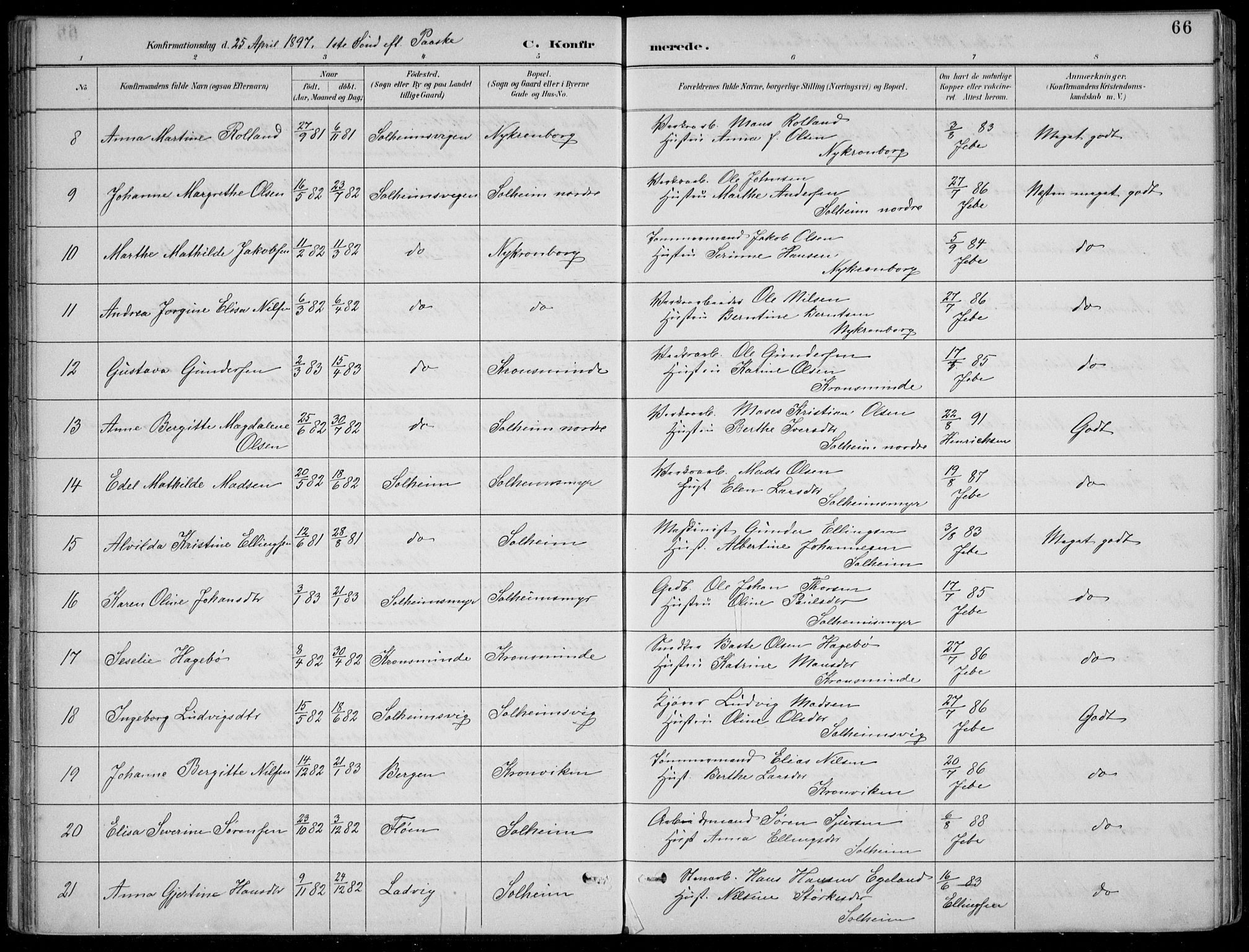 Årstad Sokneprestembete, SAB/A-79301/H/Hab/L0011: Parish register (copy) no. B 1, 1886-1901, p. 66