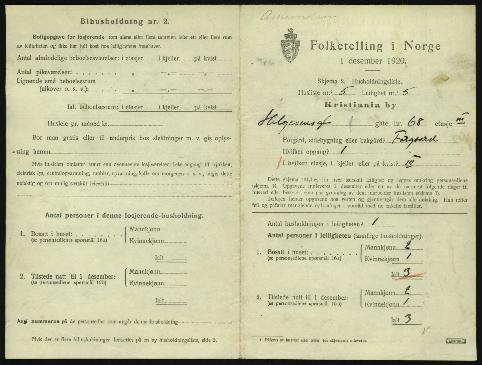 SAO, 1920 census for Kristiania, 1920, p. 39166