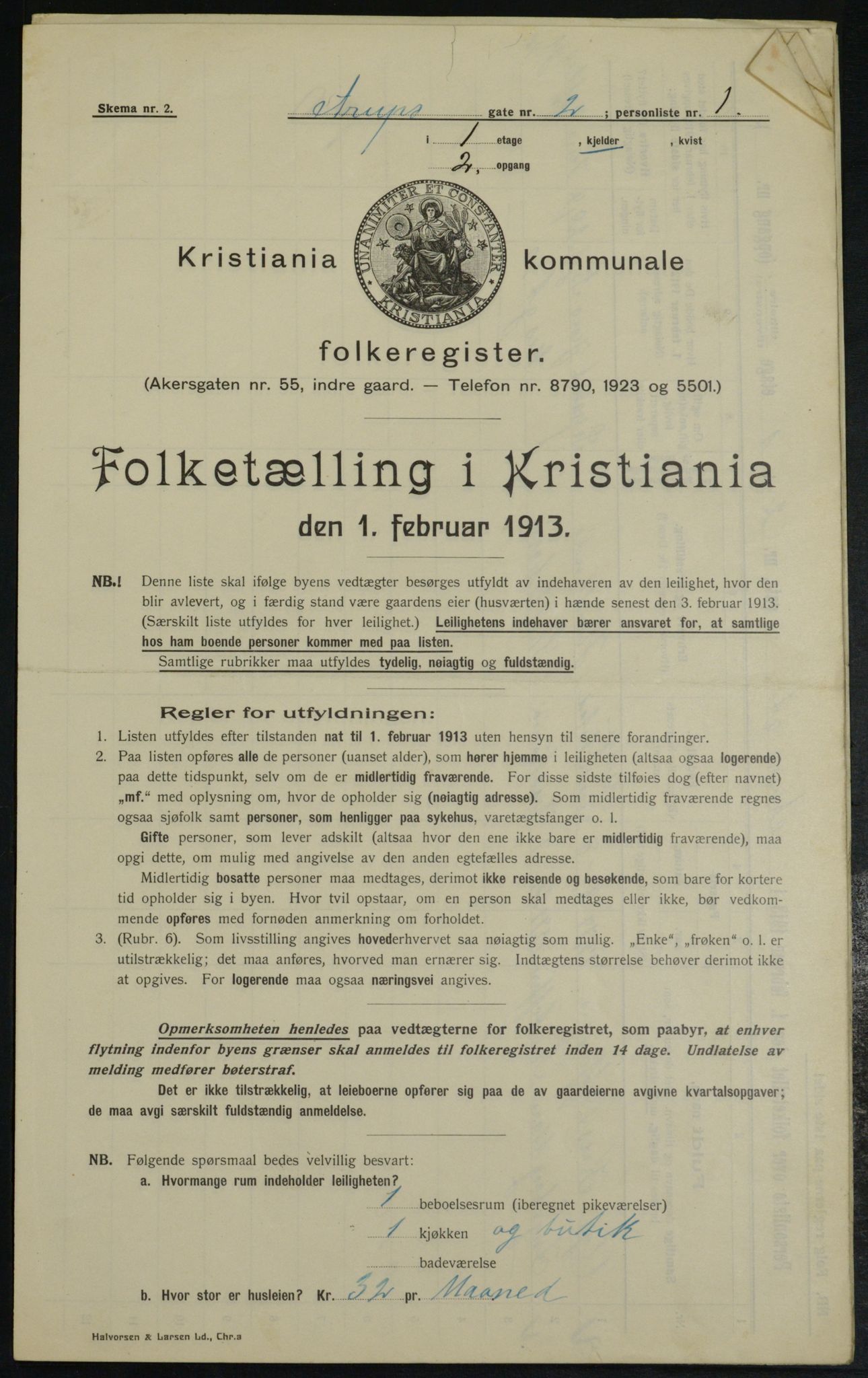 OBA, Municipal Census 1913 for Kristiania, 1913, p. 2070