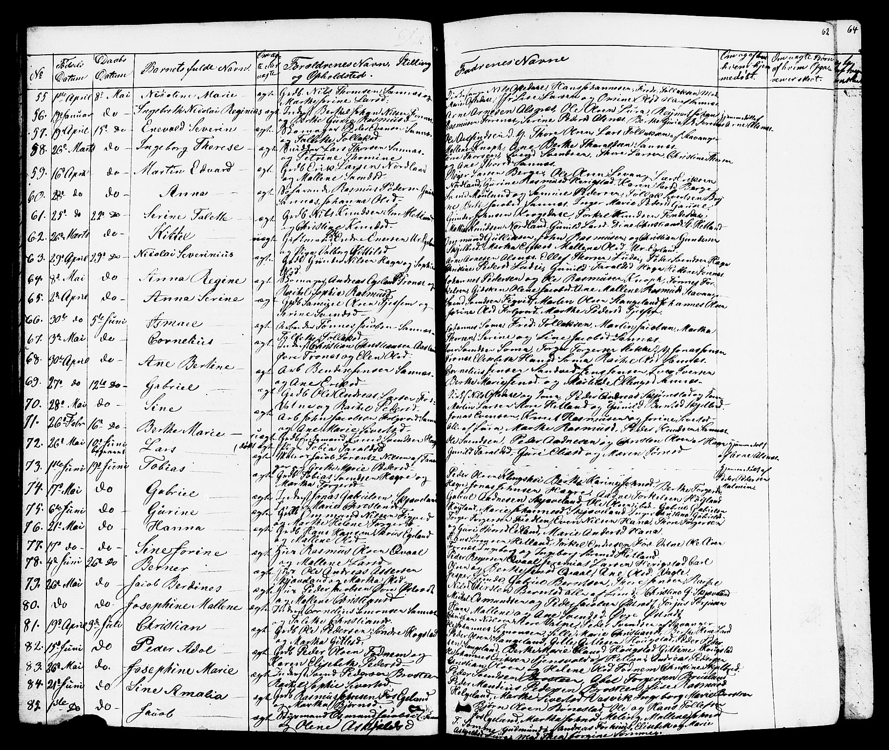 Høyland sokneprestkontor, AV/SAST-A-101799/001/30BB/L0001: Parish register (copy) no. B 1, 1854-1873, p. 62