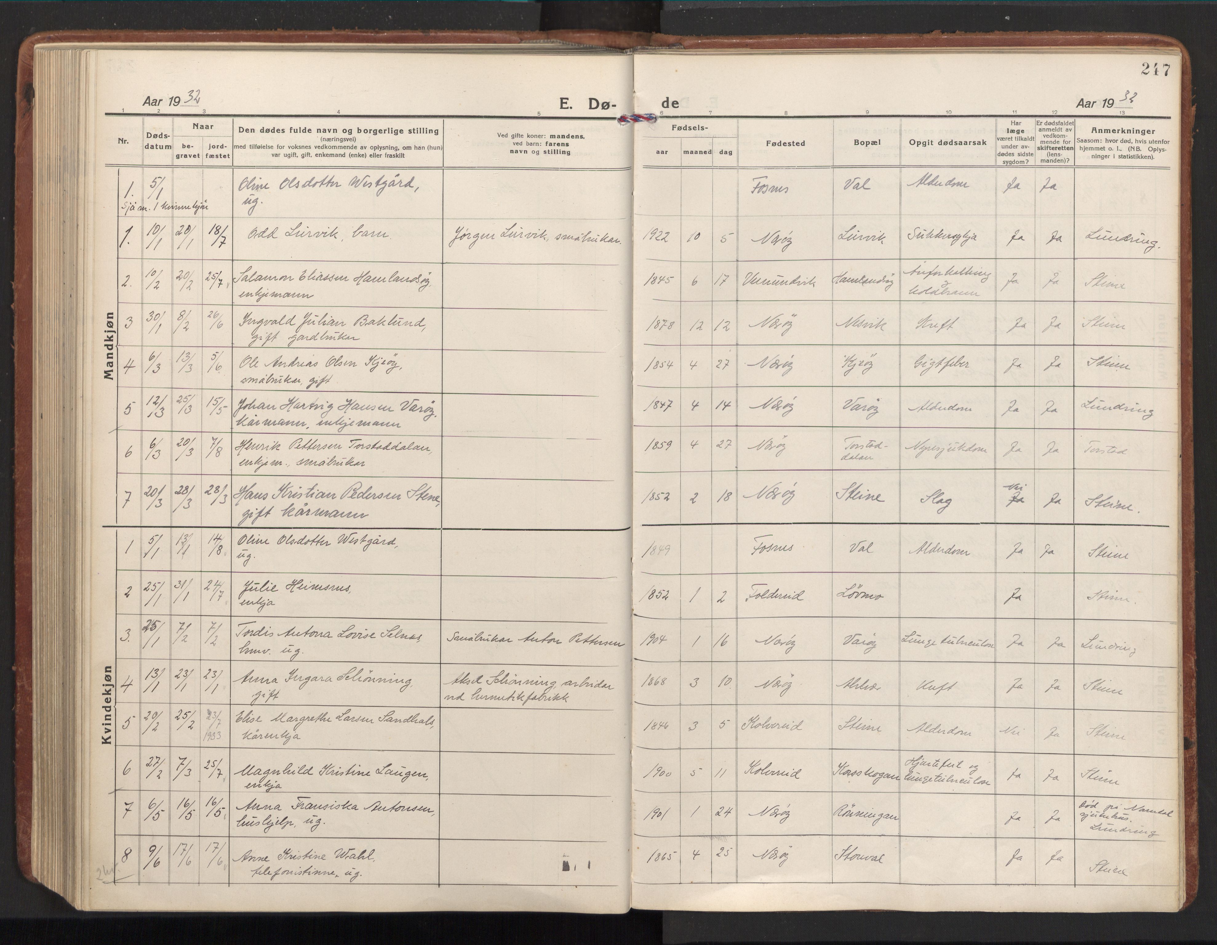 Ministerialprotokoller, klokkerbøker og fødselsregistre - Nord-Trøndelag, SAT/A-1458/784/L0678: Parish register (official) no. 784A13, 1921-1938, p. 247