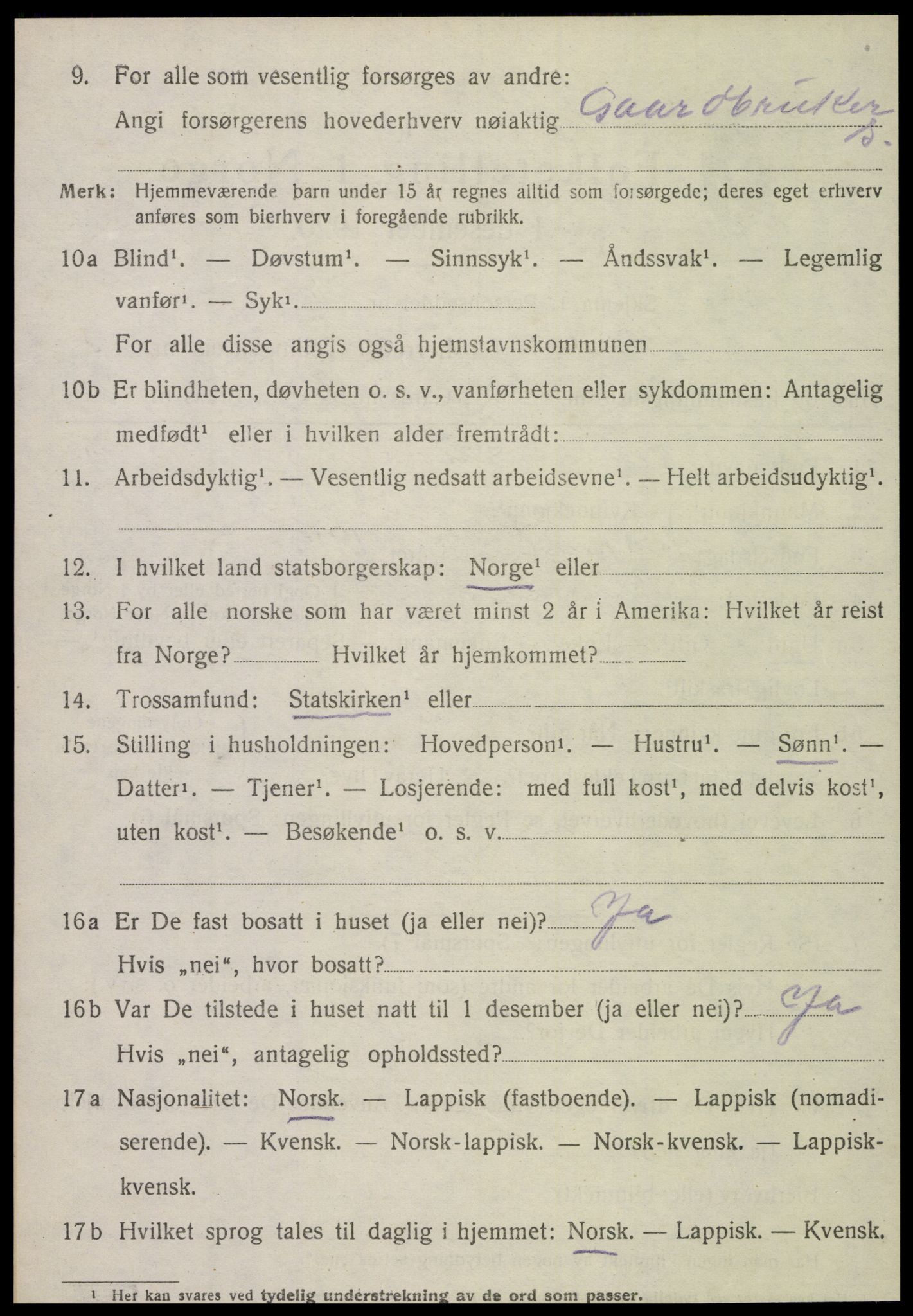 SAT, 1920 census for Leksvik, 1920, p. 5225