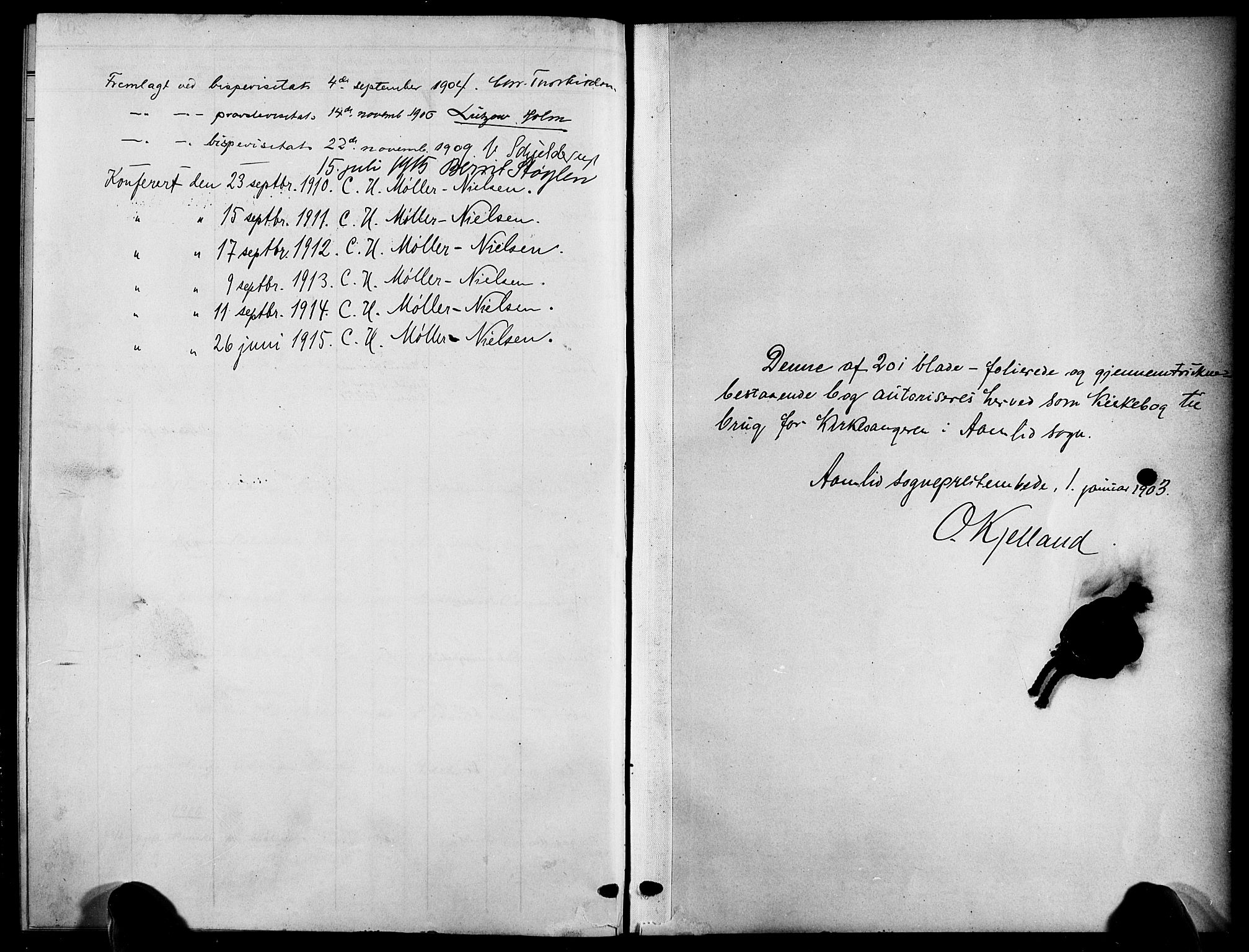Åmli sokneprestkontor, SAK/1111-0050/F/Fb/Fbc/L0005: Parish register (copy) no. B 5, 1903-1916