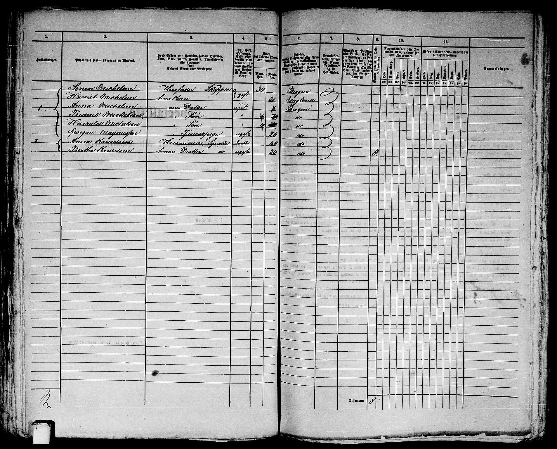 RA, 1865 census for Bergen, 1865, p. 678