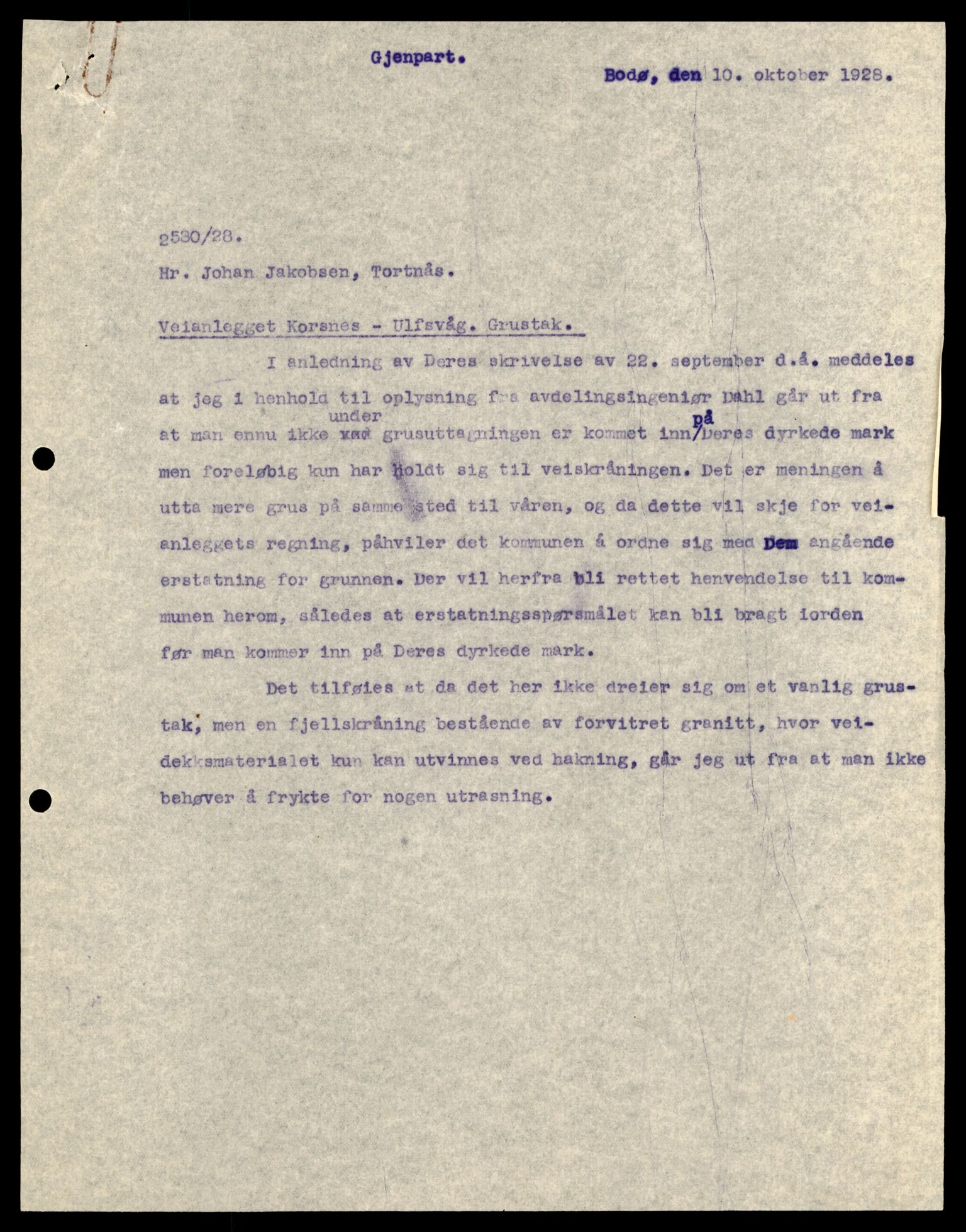 Nordland vegkontor, AV/SAT-A-4181/F/Fa/L0030: Hamarøy/Tysfjord, 1885-1948, p. 534