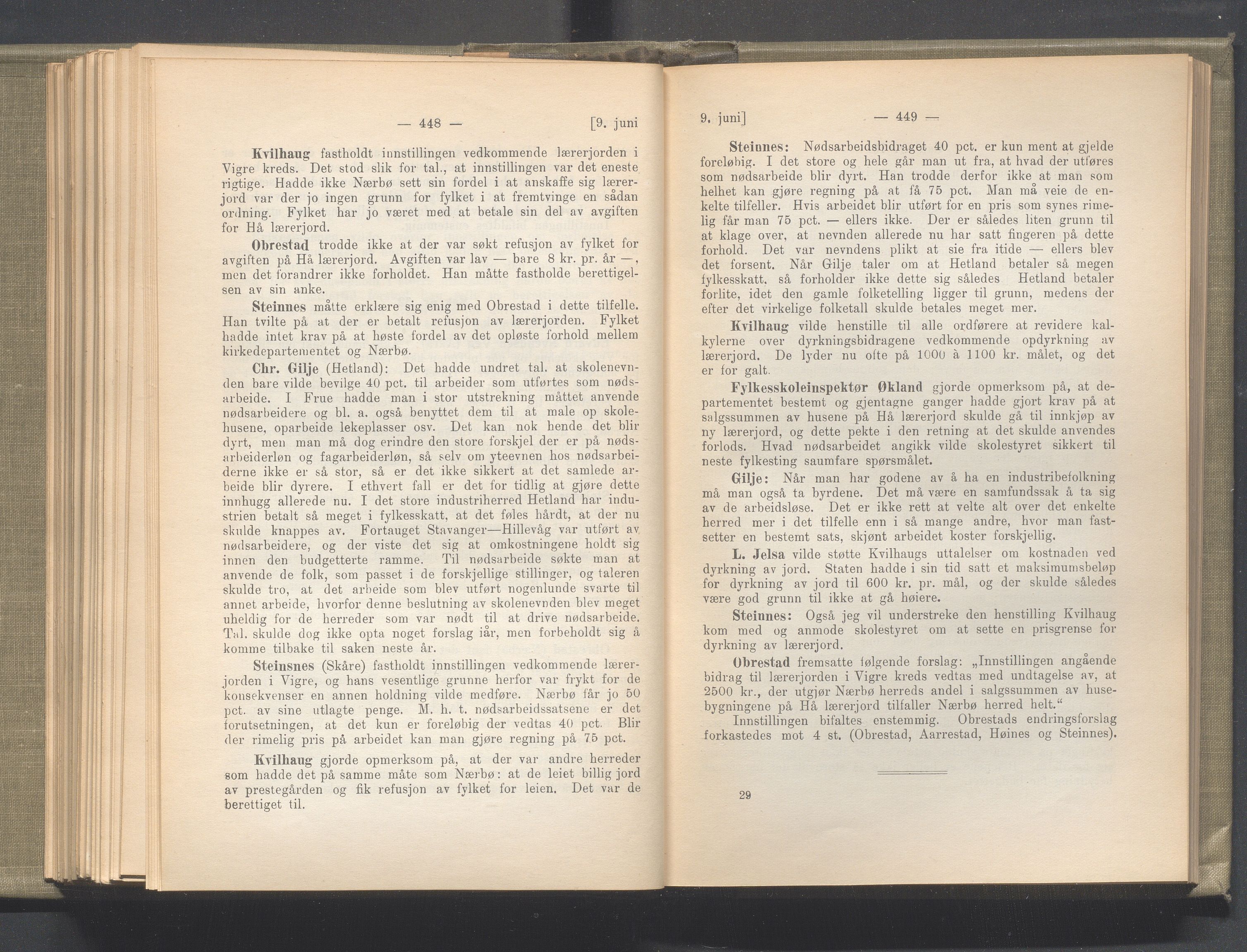 Rogaland fylkeskommune - Fylkesrådmannen , IKAR/A-900/A/Aa/Aaa/L0040: Møtebok , 1921, p. 448-449