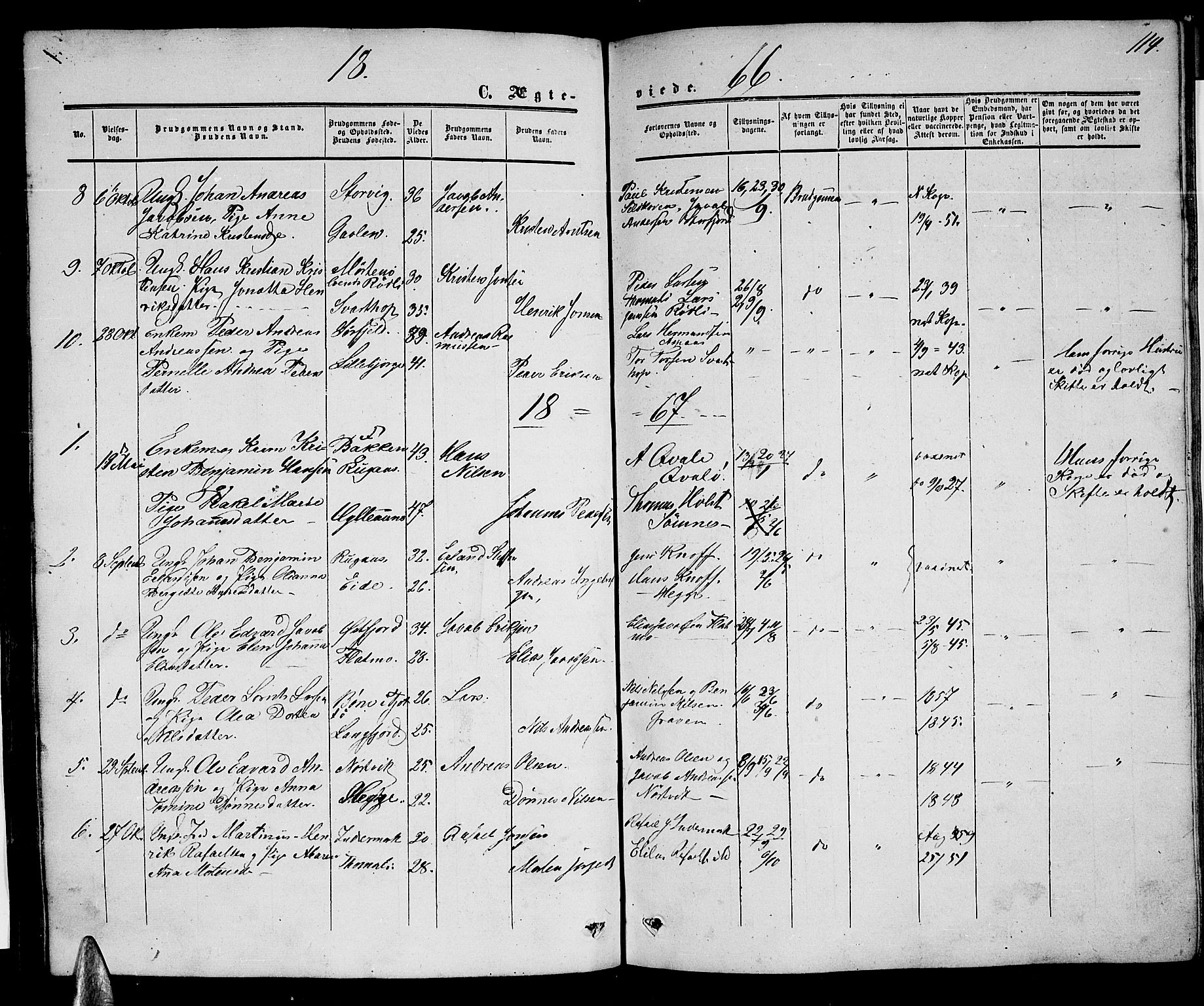 Ministerialprotokoller, klokkerbøker og fødselsregistre - Nordland, SAT/A-1459/814/L0229: Parish register (copy) no. 814C02, 1859-1883, p. 114