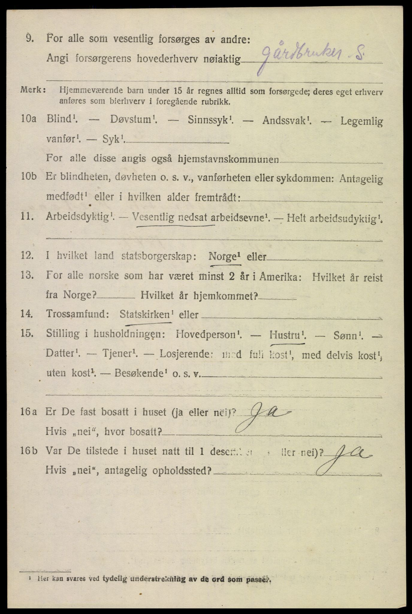 SAK, 1920 census for Hornnes, 1920, p. 2496