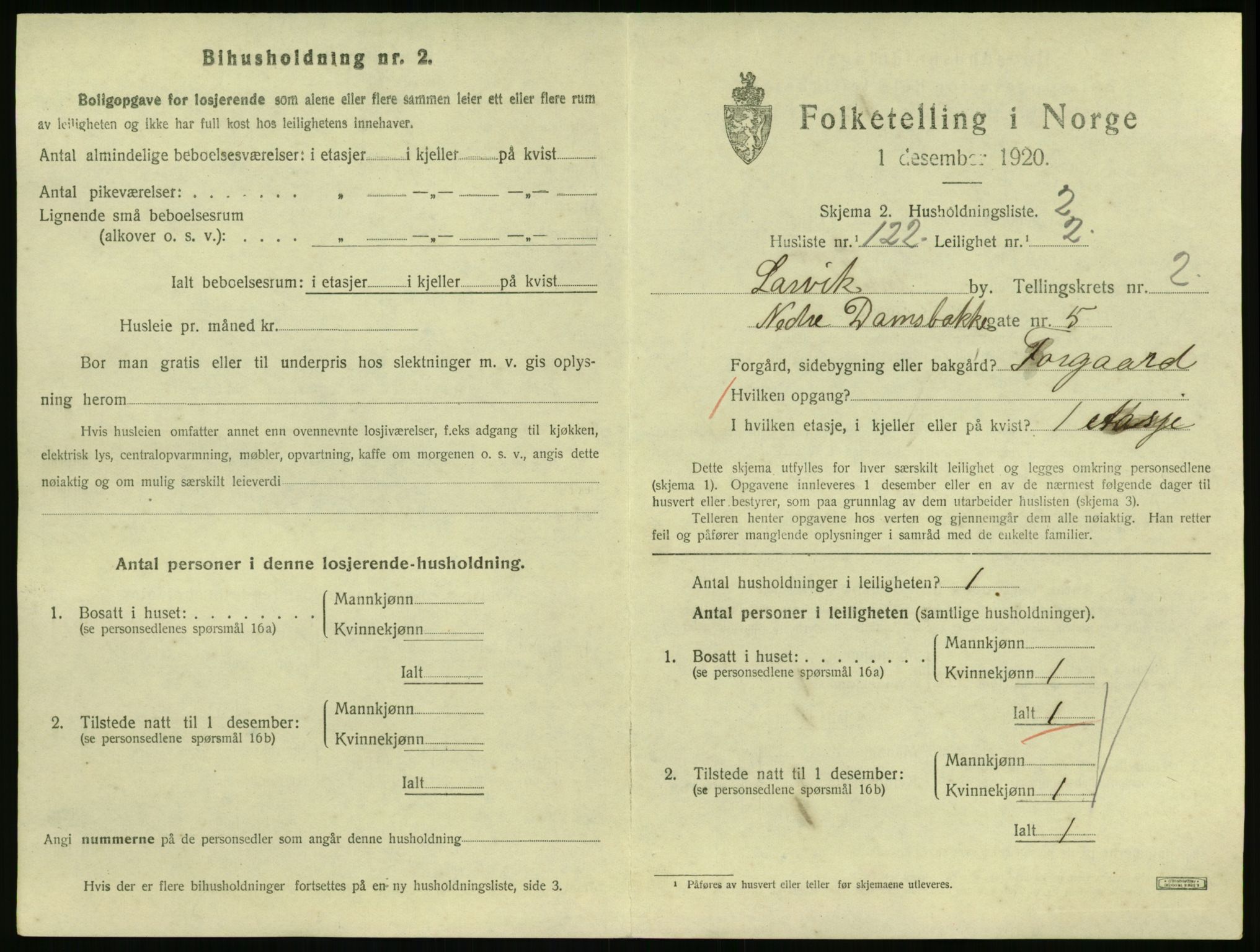 SAKO, 1920 census for Larvik, 1920, p. 3838