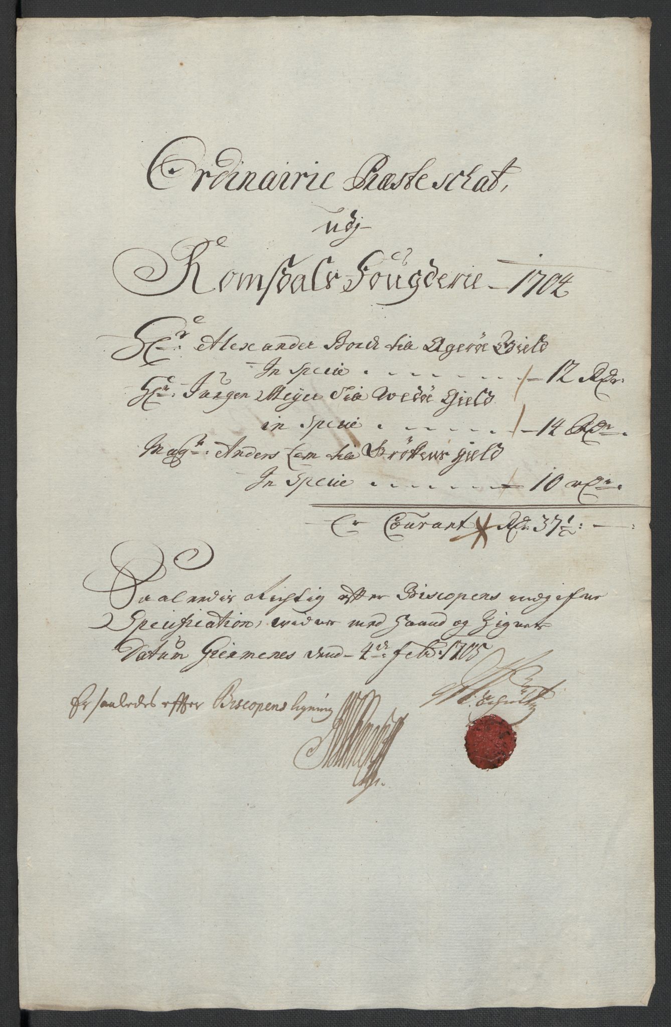 Rentekammeret inntil 1814, Reviderte regnskaper, Fogderegnskap, RA/EA-4092/R55/L3656: Fogderegnskap Romsdal, 1703-1705, p. 256