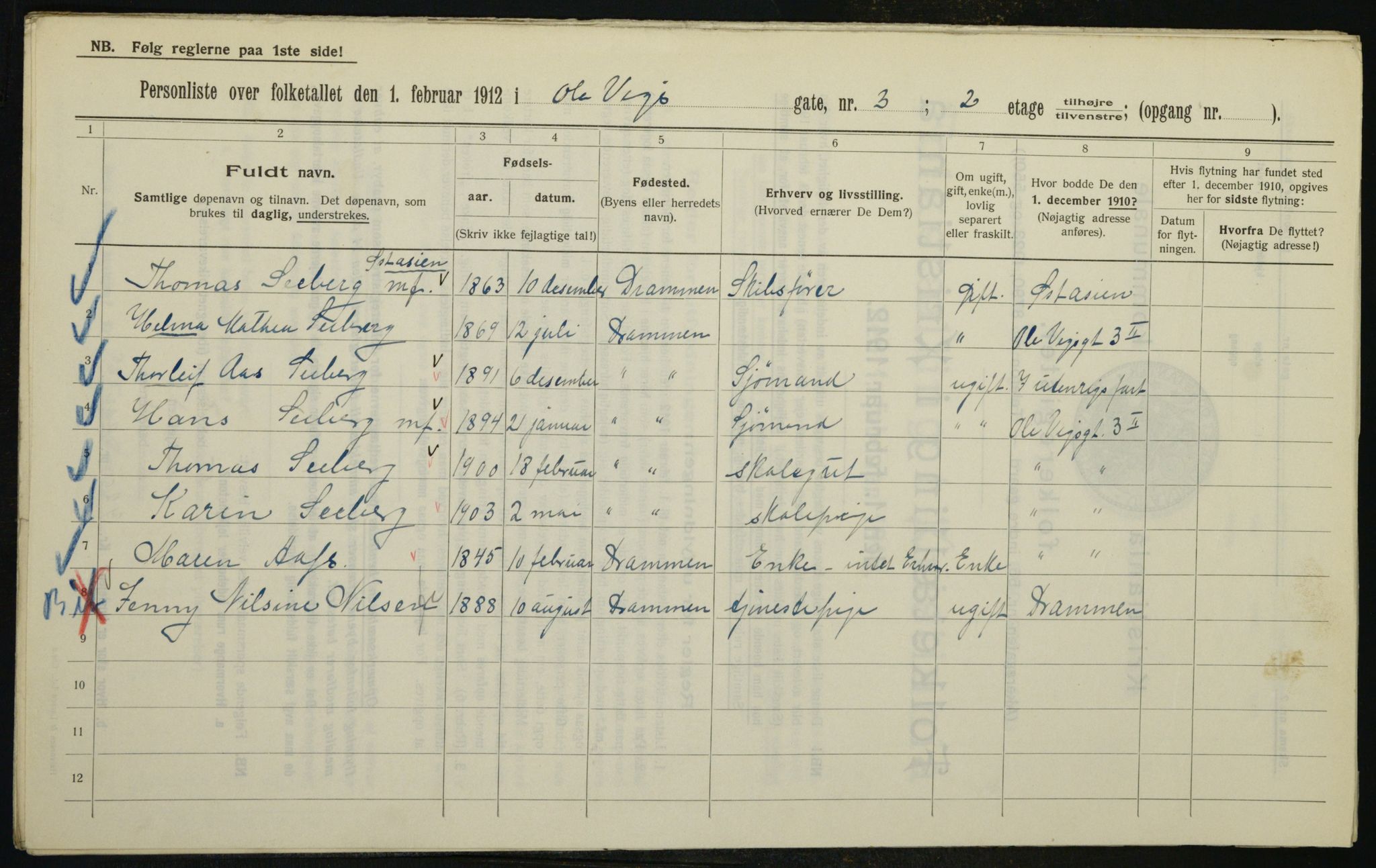 OBA, Municipal Census 1912 for Kristiania, 1912, p. 76047