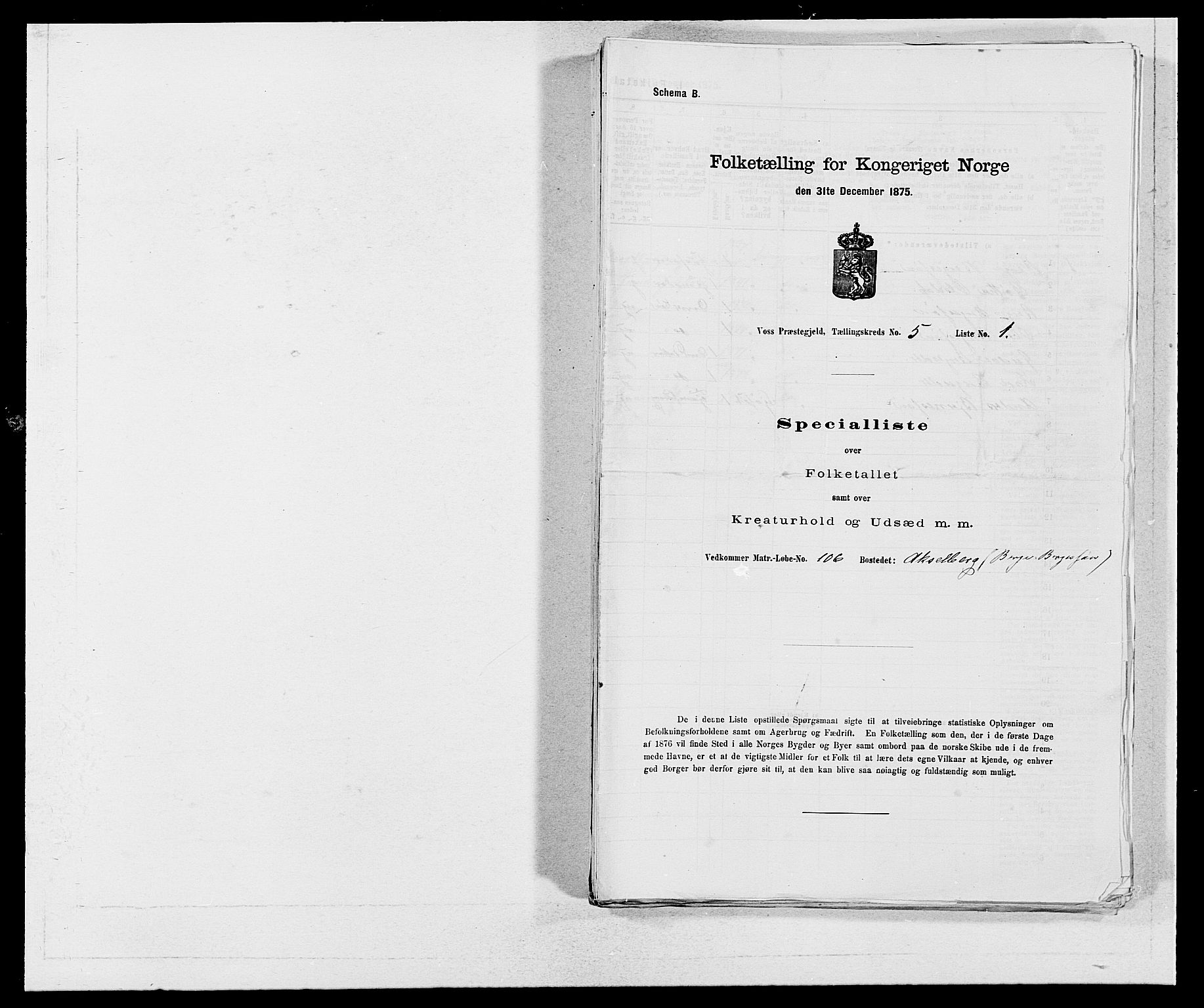 SAB, 1875 census for 1235P Voss, 1875, p. 2054