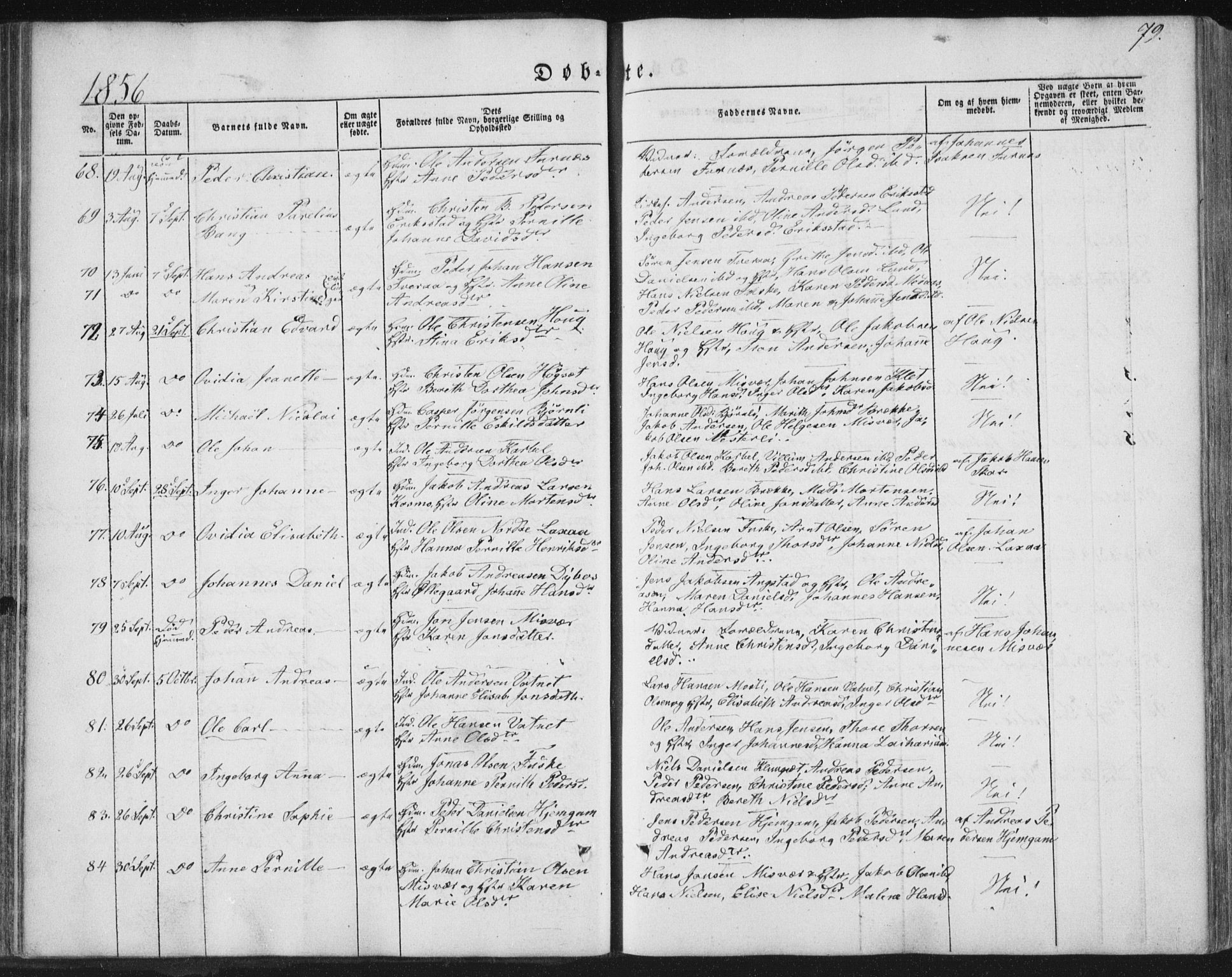 Ministerialprotokoller, klokkerbøker og fødselsregistre - Nordland, SAT/A-1459/852/L0738: Parish register (official) no. 852A08, 1849-1865, p. 79