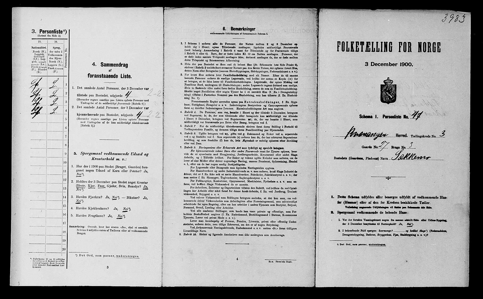 SATØ, 1900 census for Kvænangen, 1900, p. 343