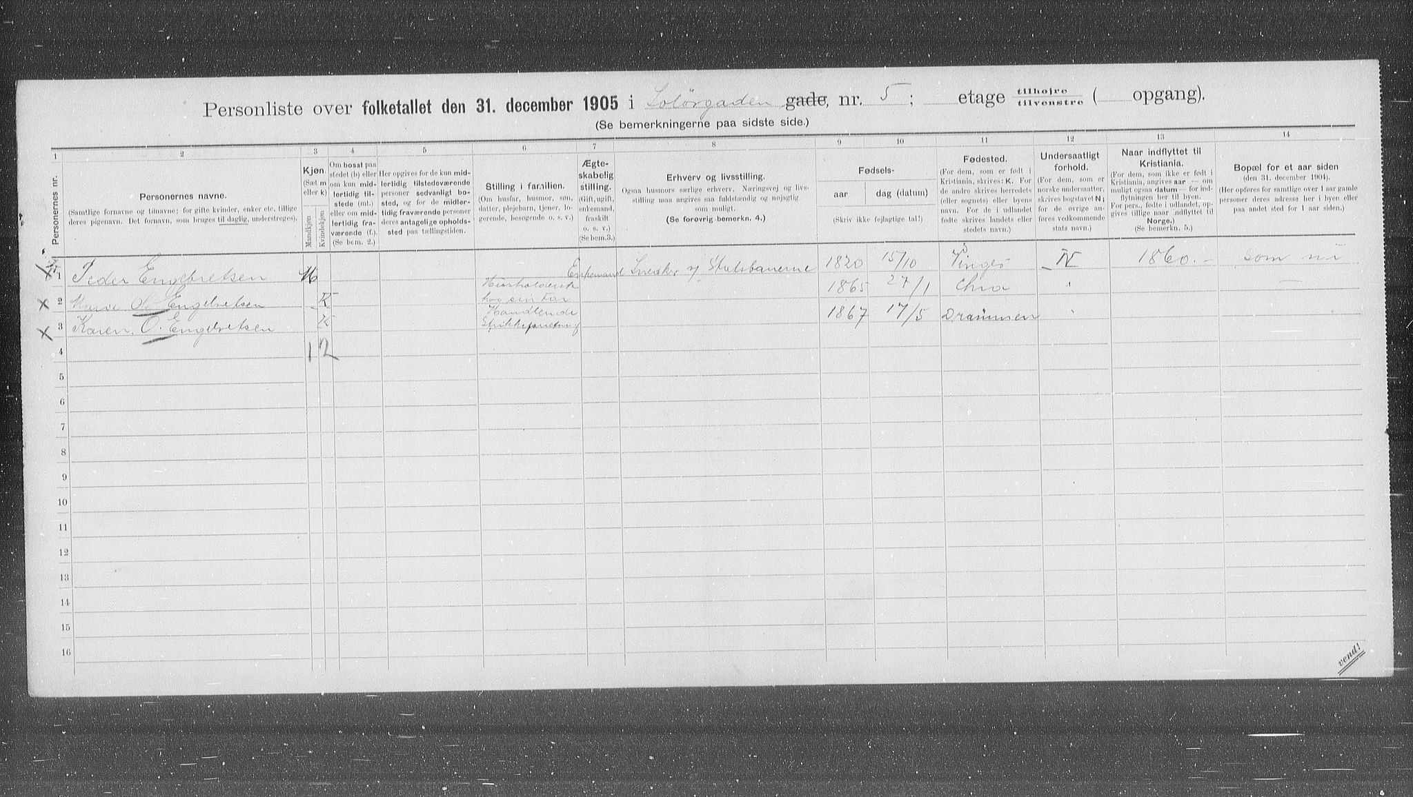 OBA, Municipal Census 1905 for Kristiania, 1905, p. 51742