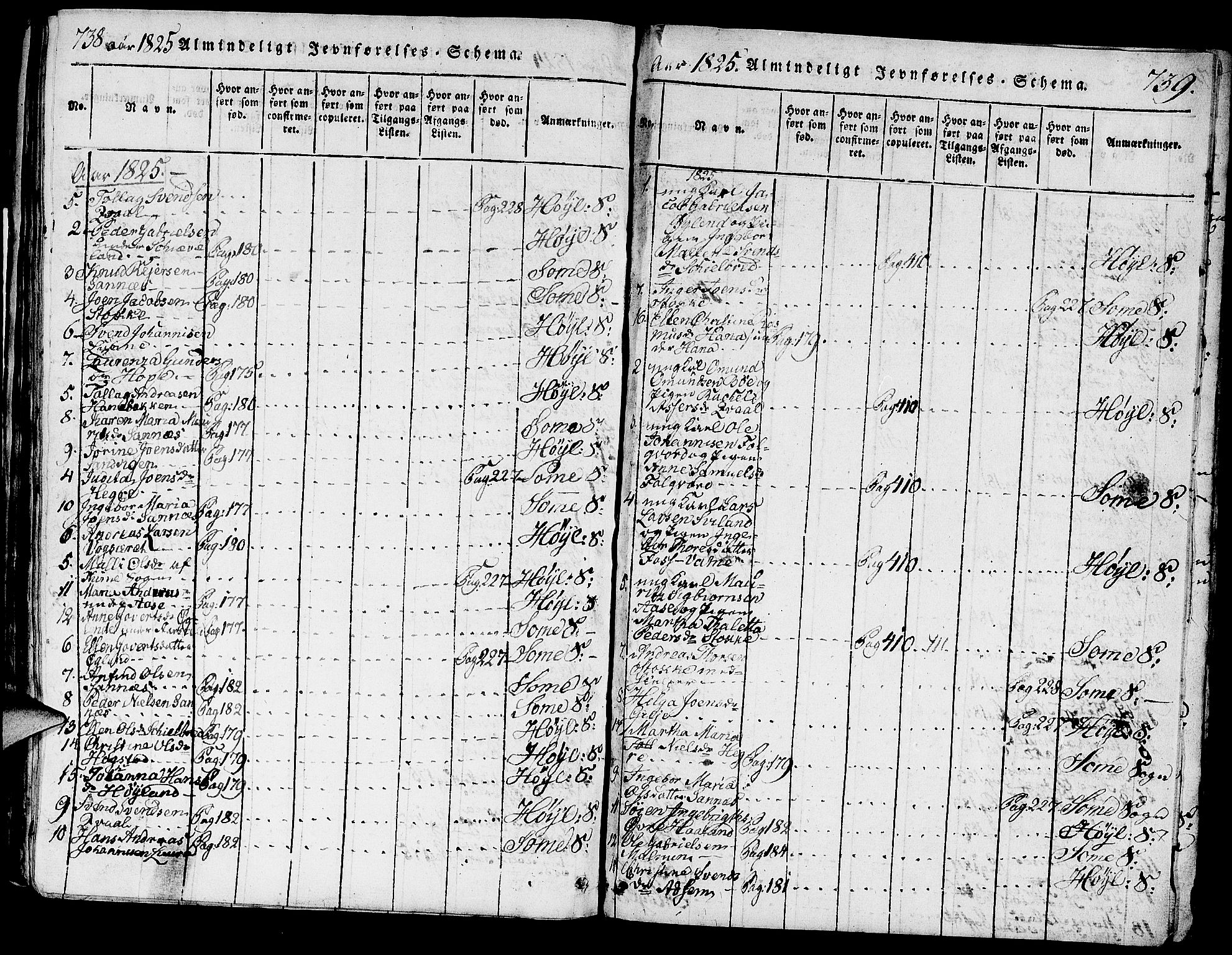 Høyland sokneprestkontor, SAST/A-101799/001/30BA/L0006: Parish register (official) no. A 6, 1815-1825, p. 738-739