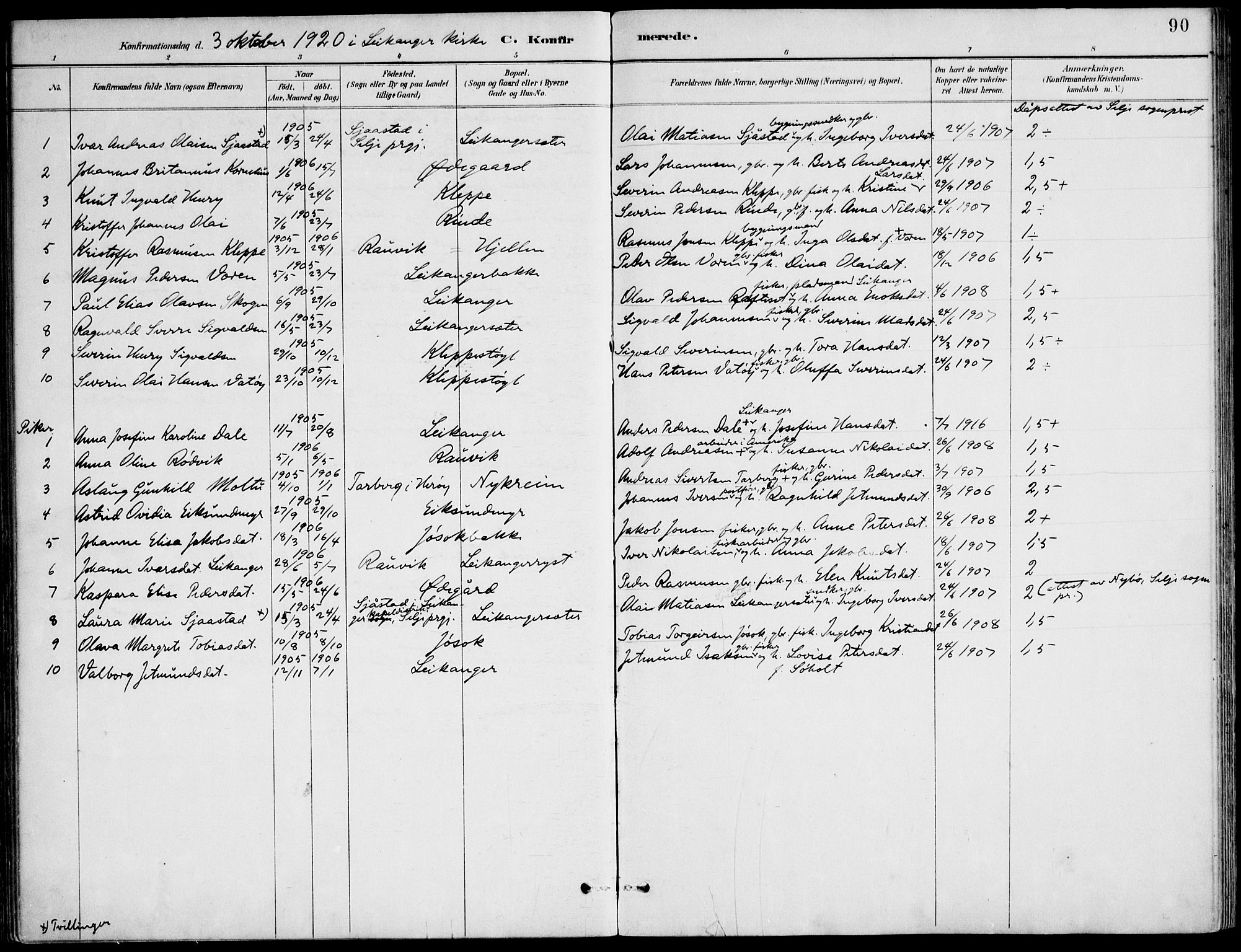 Ministerialprotokoller, klokkerbøker og fødselsregistre - Møre og Romsdal, AV/SAT-A-1454/508/L0095: Parish register (official) no. 508A02, 1887-1920, p. 90