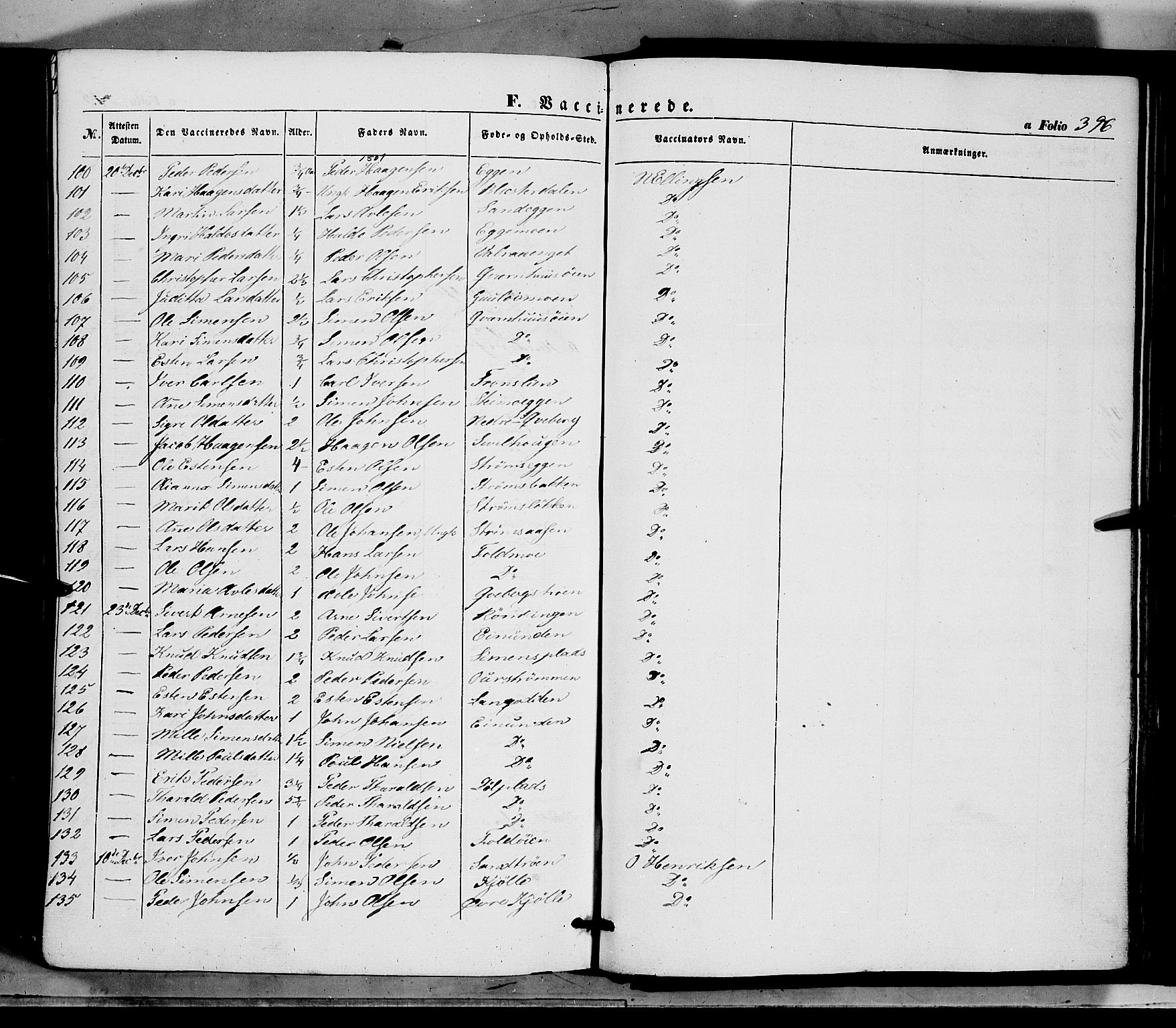Tynset prestekontor, SAH/PREST-058/H/Ha/Haa/L0020: Parish register (official) no. 20, 1848-1862, p. 396