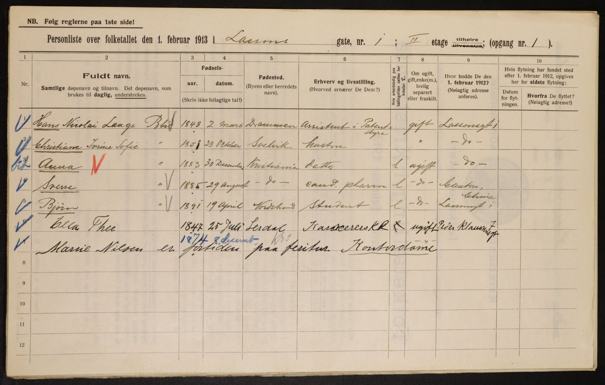 OBA, Municipal Census 1913 for Kristiania, 1913, p. 56975