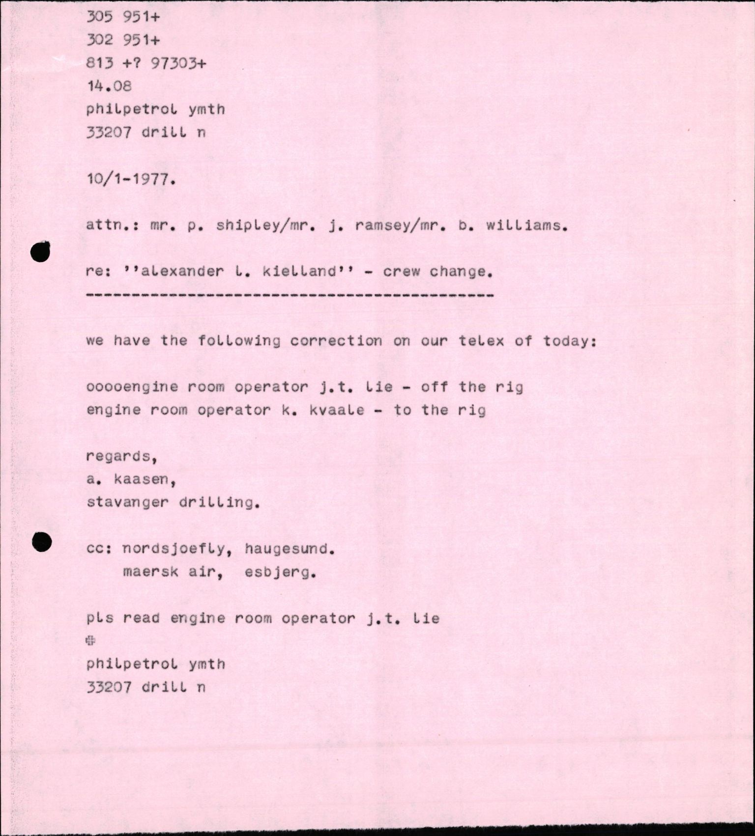Pa 1503 - Stavanger Drilling AS, AV/SAST-A-101906/2/E/Eb/Eba/L0010: Sak og korrespondanse, 1977-1981