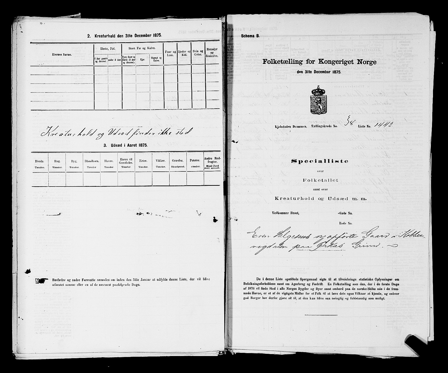 SAKO, 1875 census for 0602 Drammen, 1875, p. 3297